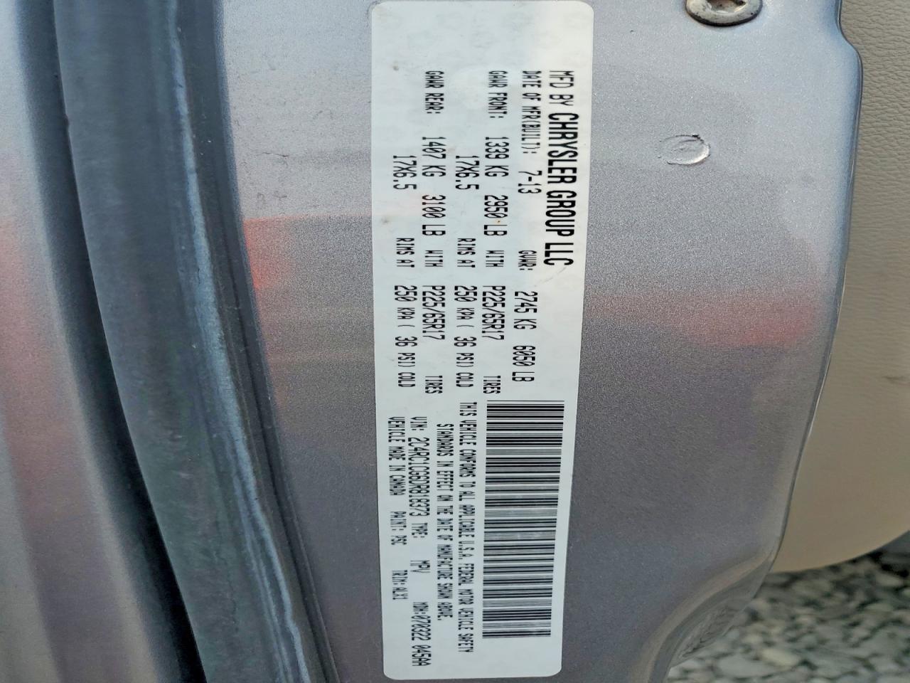 2013 Chrysler Town & Country Touring L Серебряный vin: 2C4RC1CG6DR818373