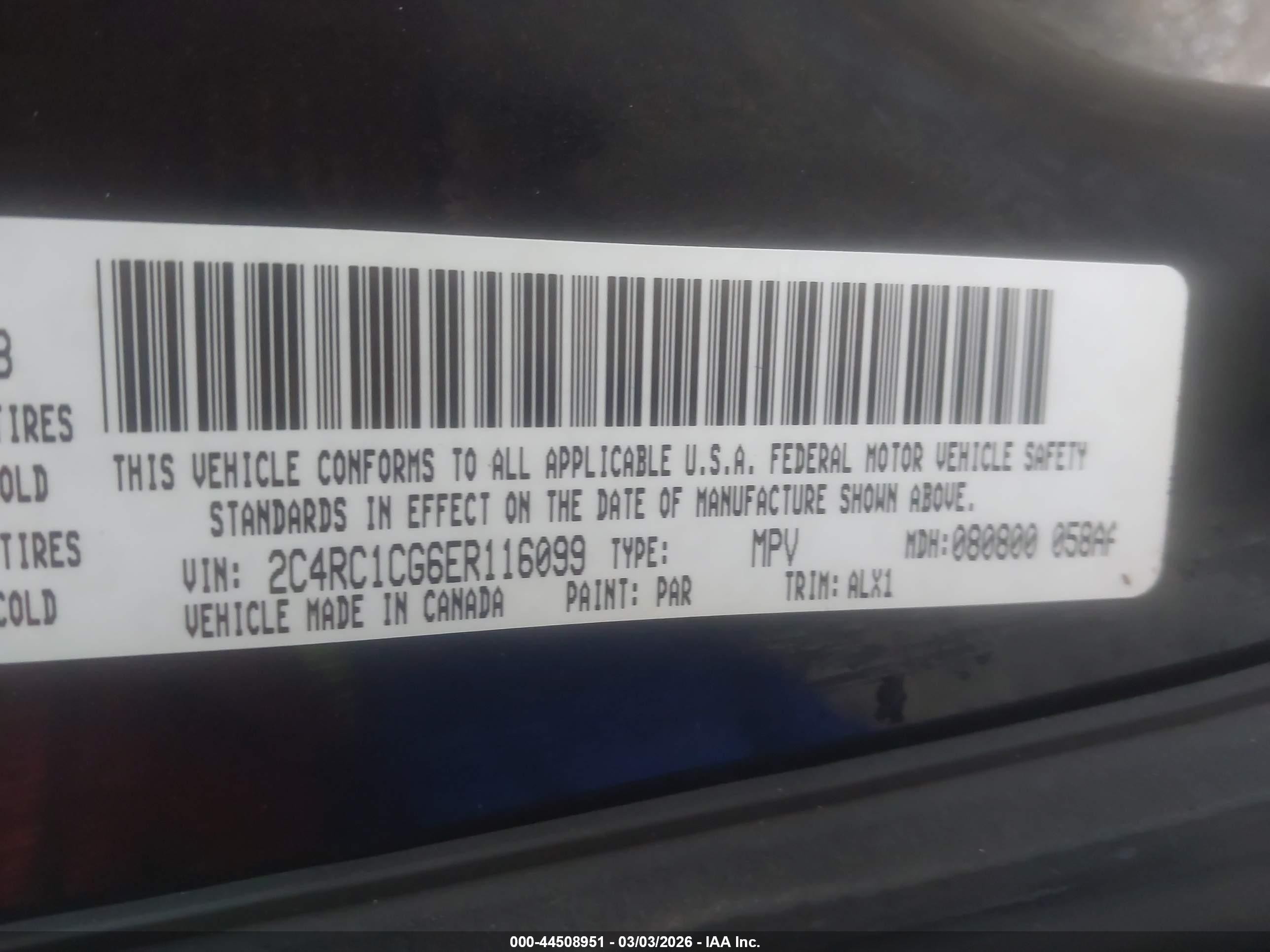 2014 Chrysler Town & Country Touring-l Dark Blue vin: 2C4RC1CG6ER116099