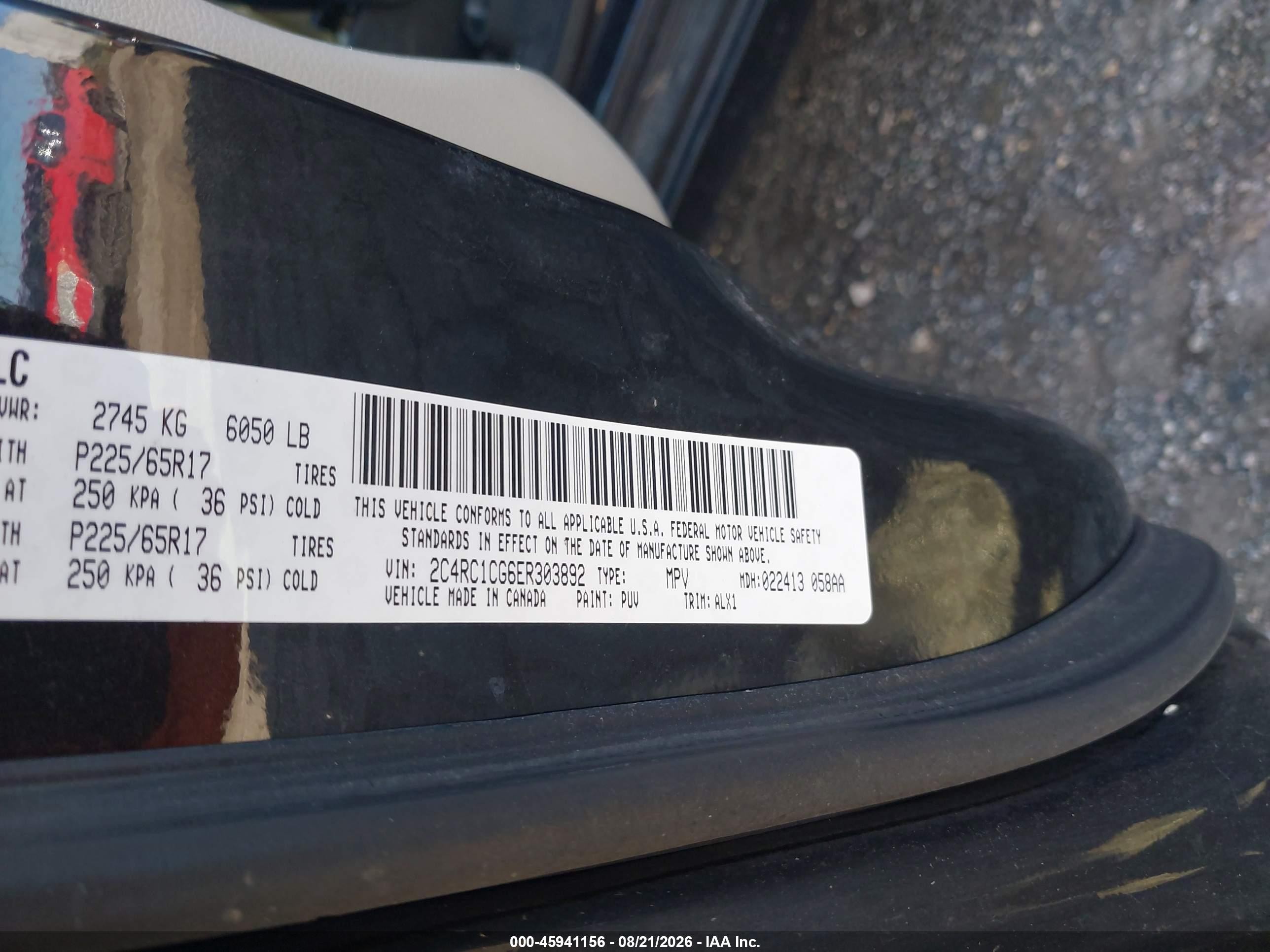 2014 Chrysler Town & Country Touring-l Black vin: 2C4RC1CG6ER303892