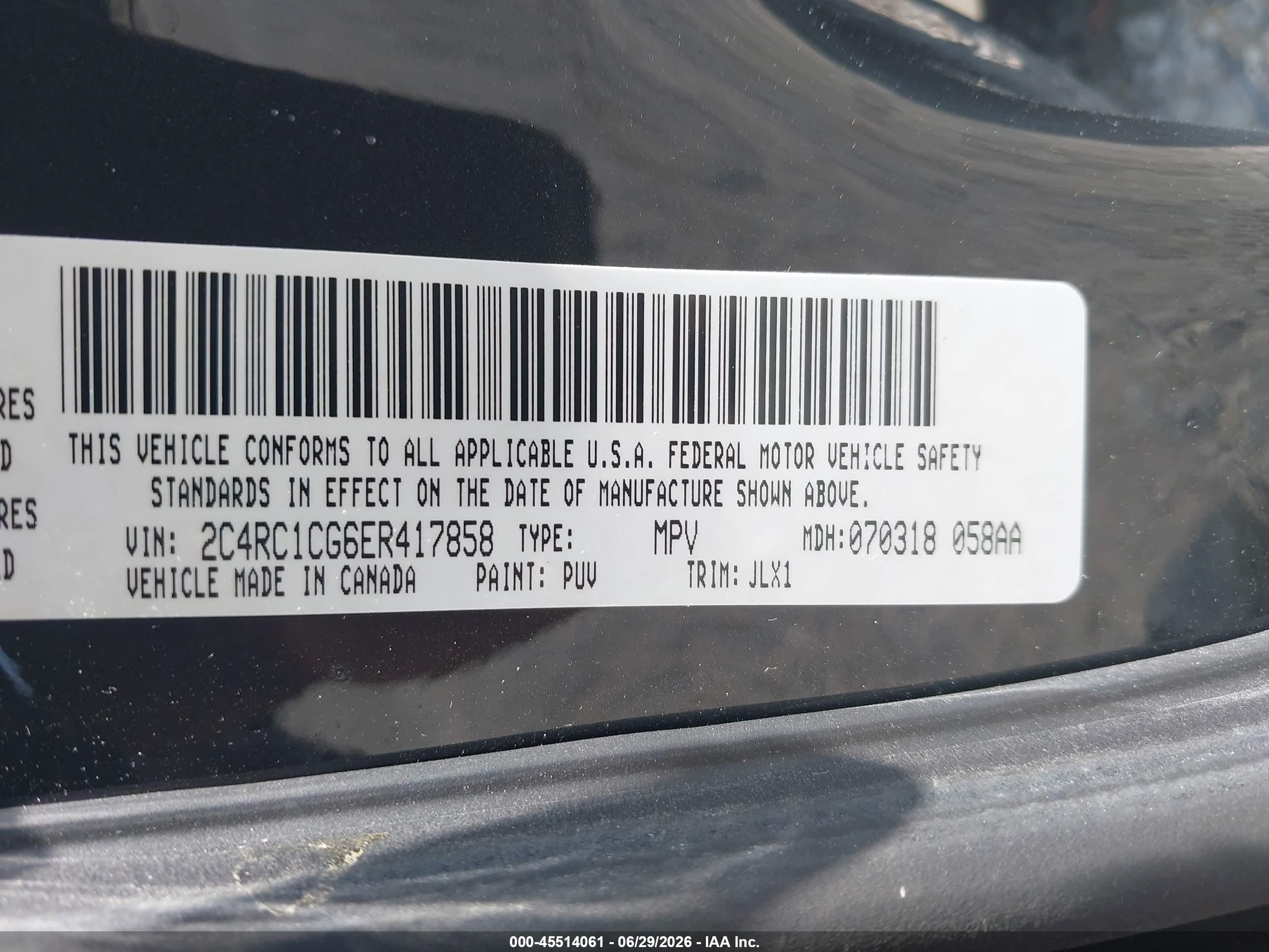 2014 Chrysler Town & Country Touring-l 30th Anniversary Black vin: 2C4RC1CG6ER417858