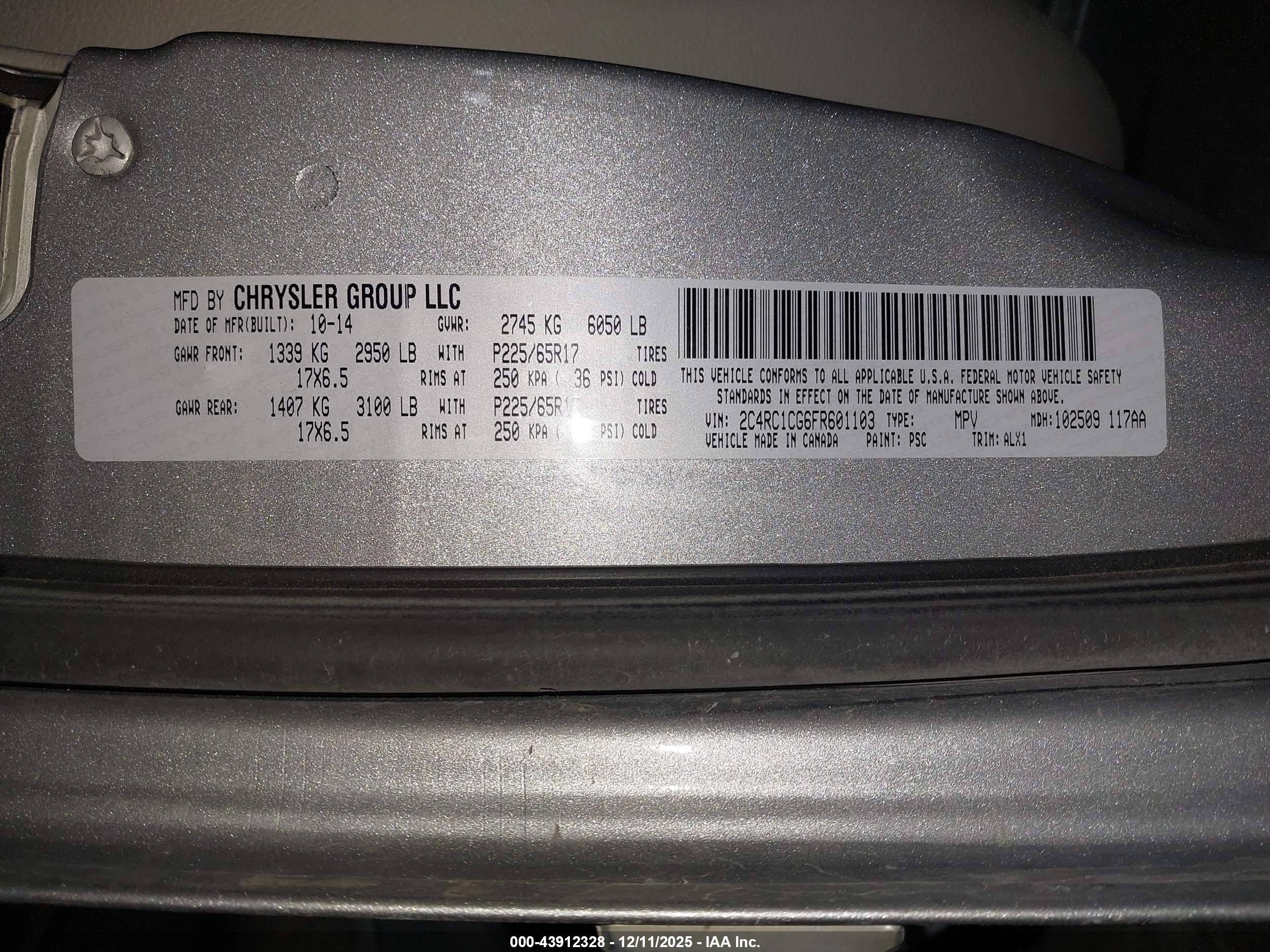 2015 Chrysler Town & Country Touring-l Серебряный vin: 2C4RC1CG6FR601103
