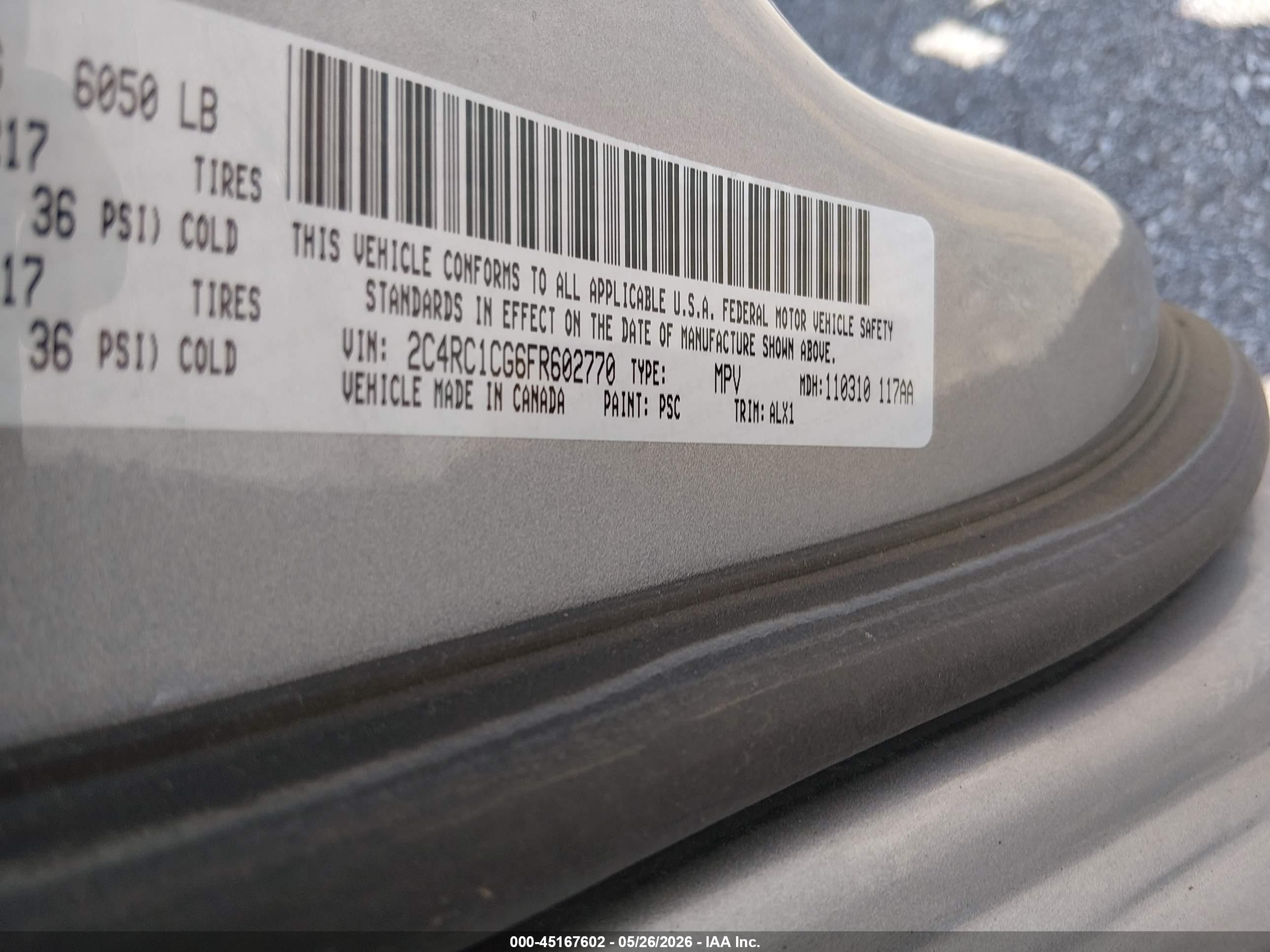2015 Chrysler Town & Country Touring-l Silver vin: 2C4RC1CG6FR602770