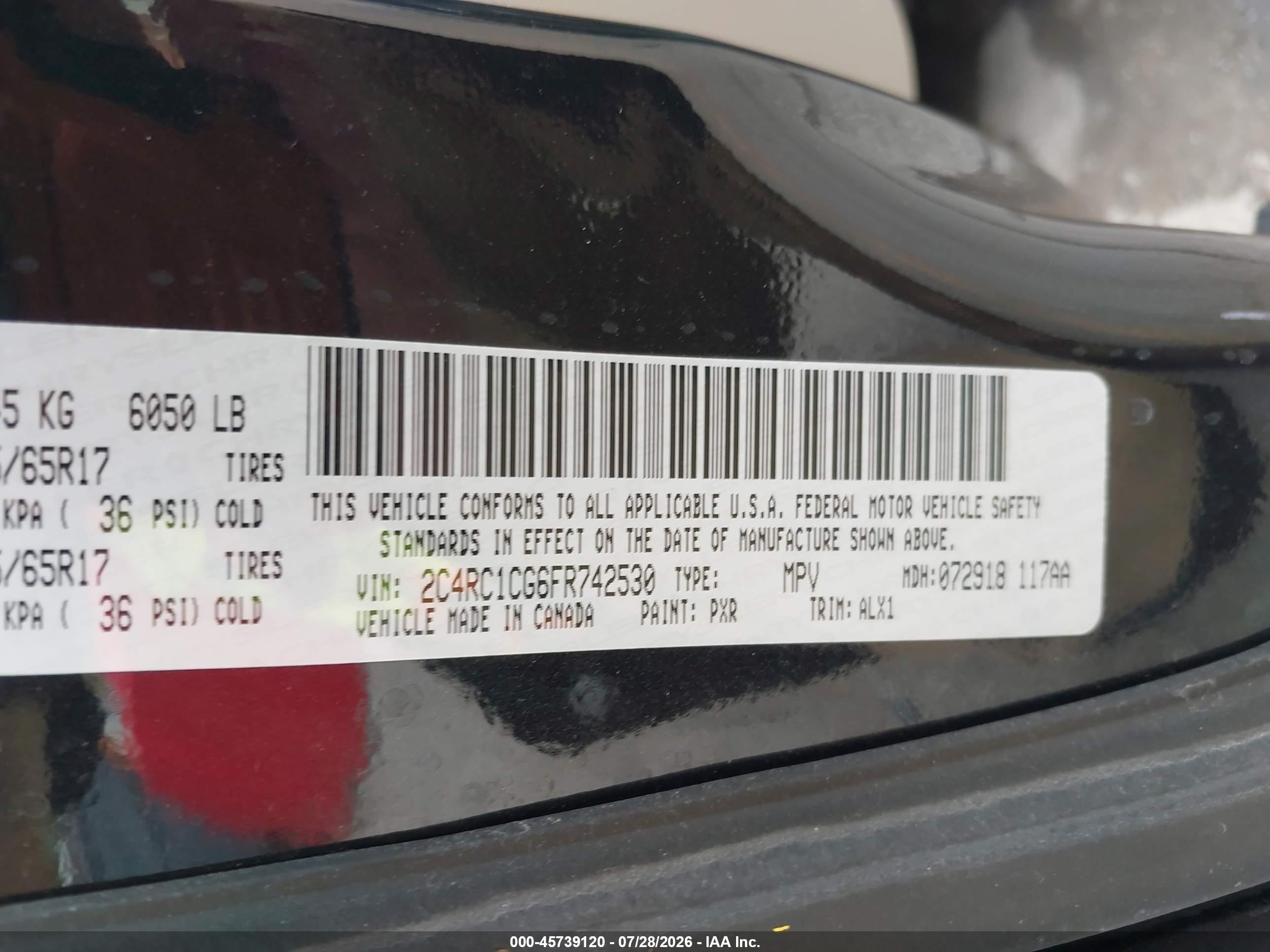 2015 Chrysler Town & Country Touring-l Black vin: 2C4RC1CG6FR742530