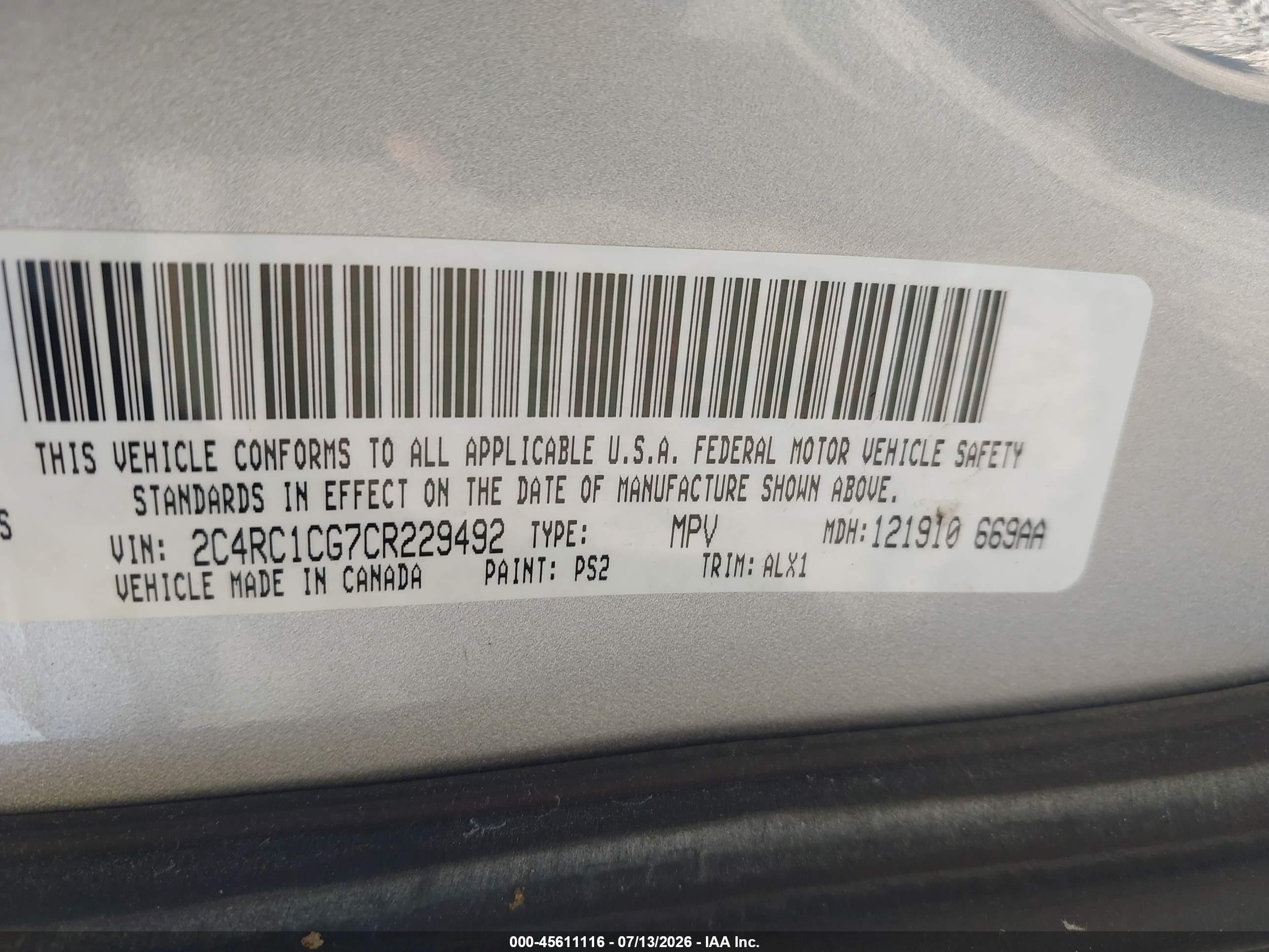 2012 Chrysler Town & Country Touring-l Silver vin: 2C4RC1CG7CR229492