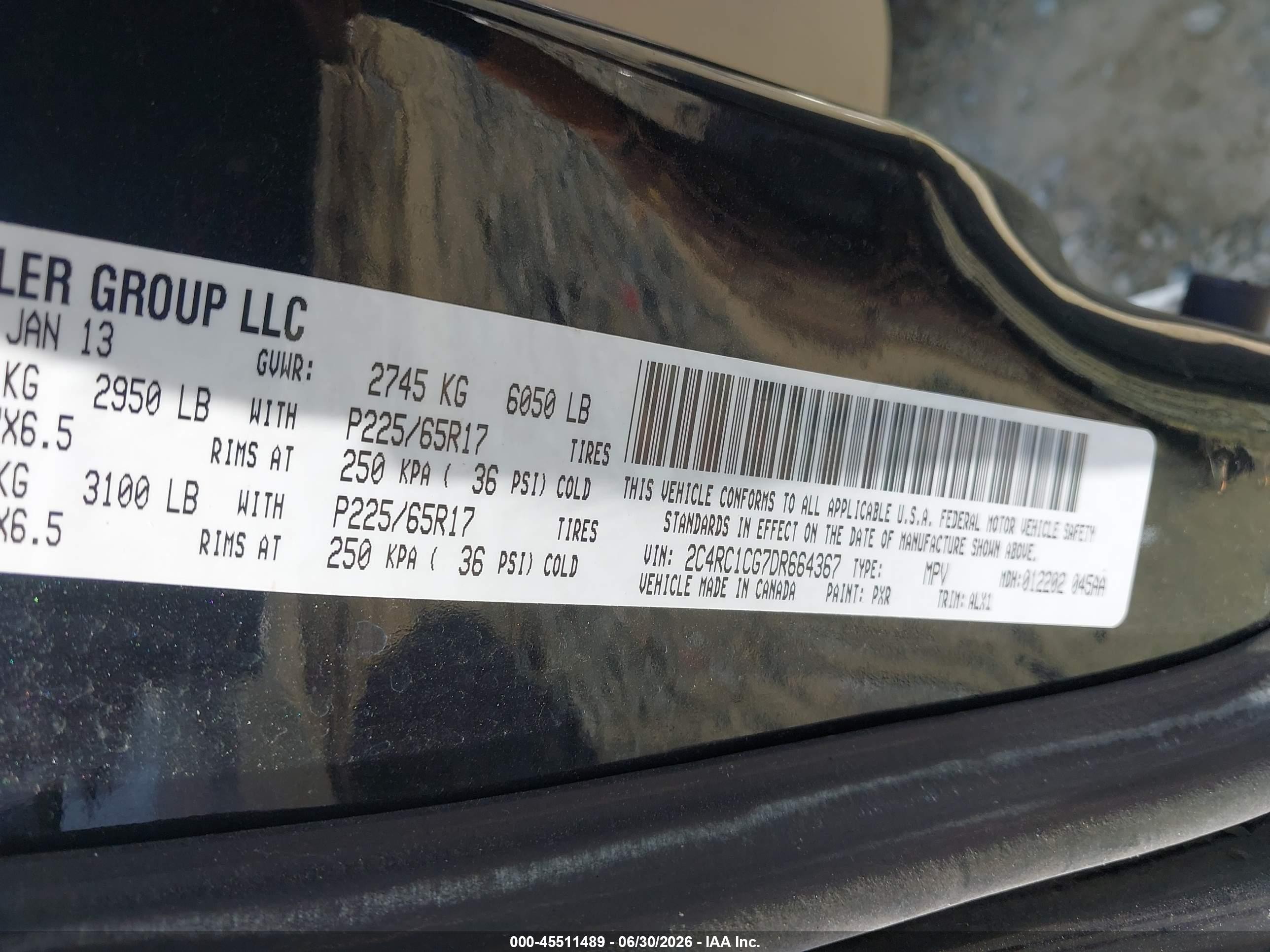 2013 Chrysler Town & Country Touring-l Black vin: 2C4RC1CG7DR664367