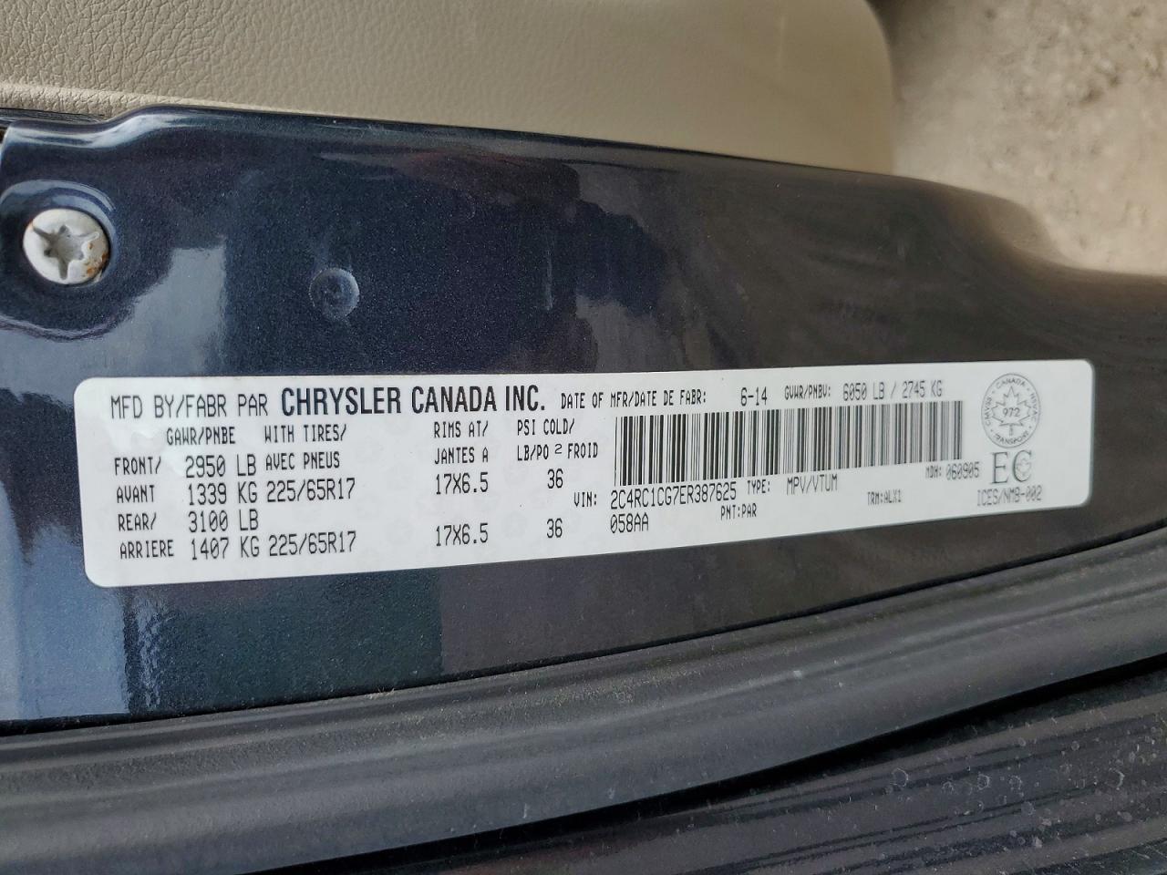 2014 Chrysler Town & Country Touring L Black vin: 2C4RC1CG7ER387625