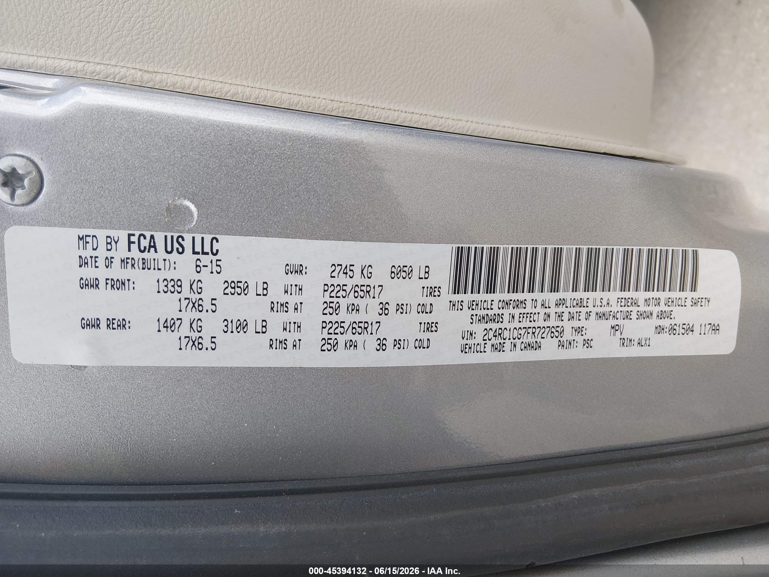 2015 Chrysler Town & Country Touring-l Серебряный vin: 2C4RC1CG7FR727650