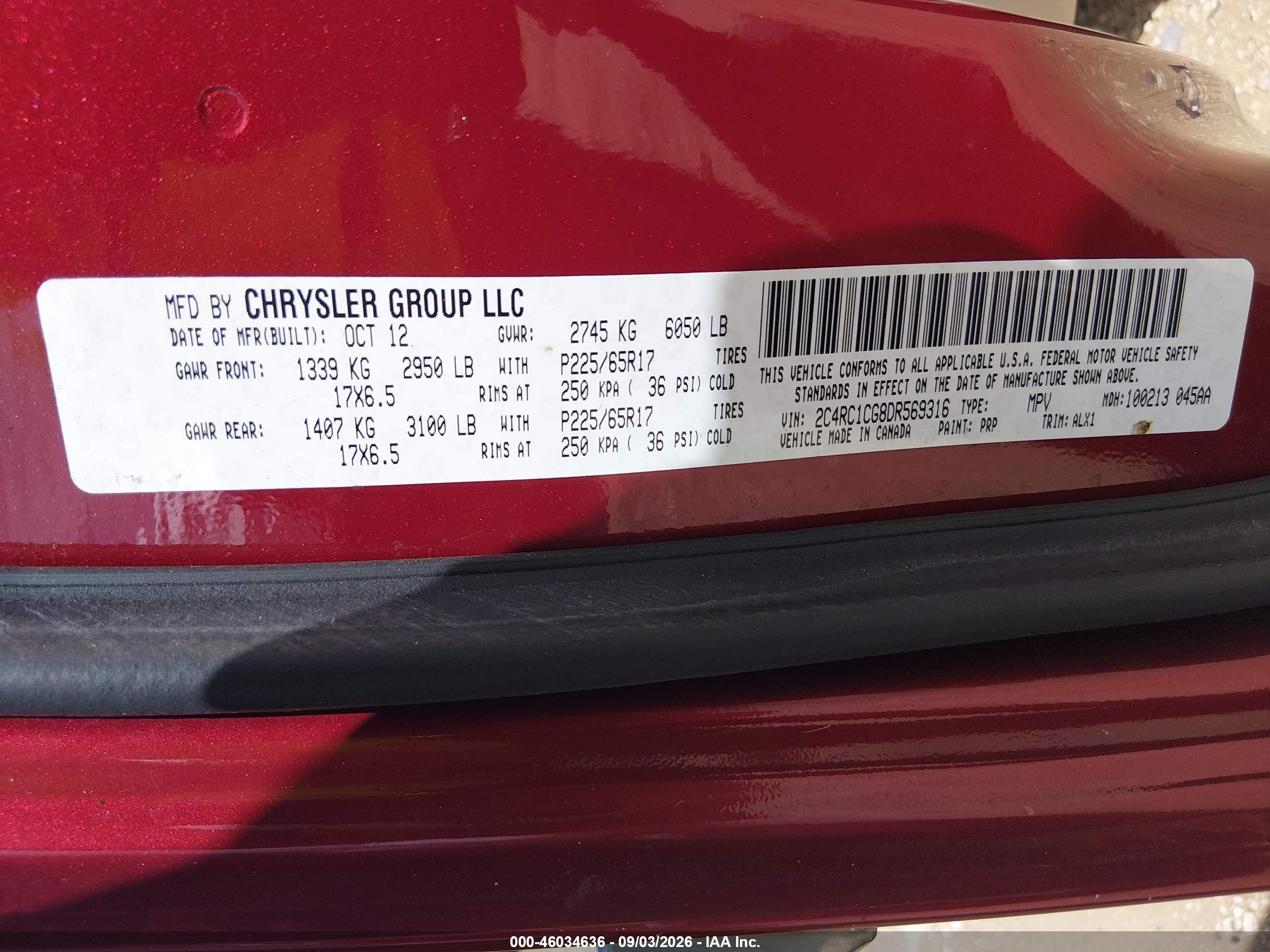 2013 Chrysler Town & Country Touring-l Red vin: 2C4RC1CG8DR569316