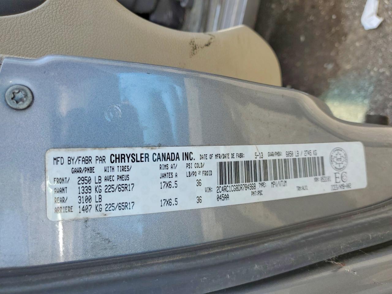 2013 Chrysler Town & Country Touring L Silver vin: 2C4RC1CG8DR784968