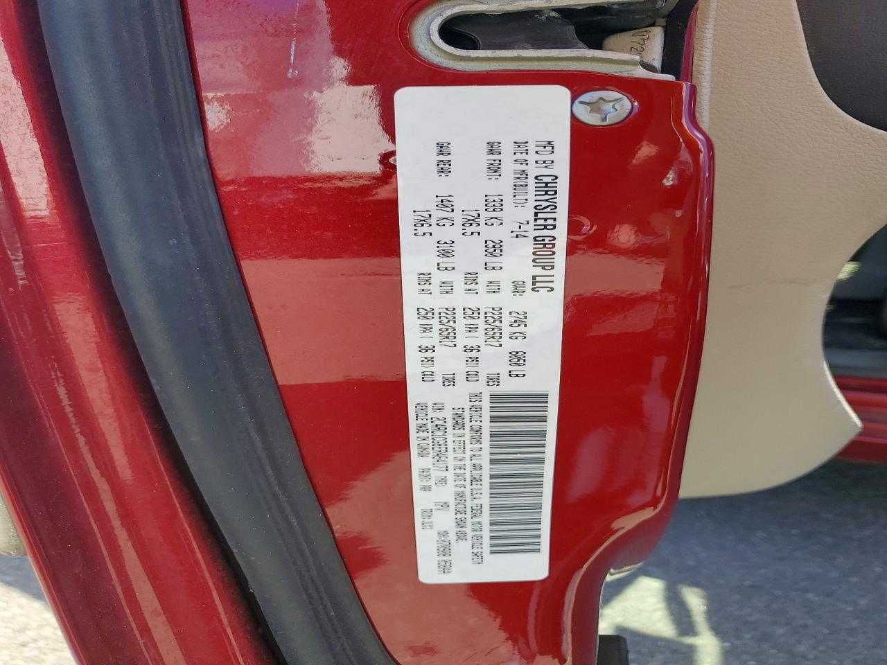 2014 Chrysler Town & Country Touring L Red vin: 2C4RC1CG8ER464177