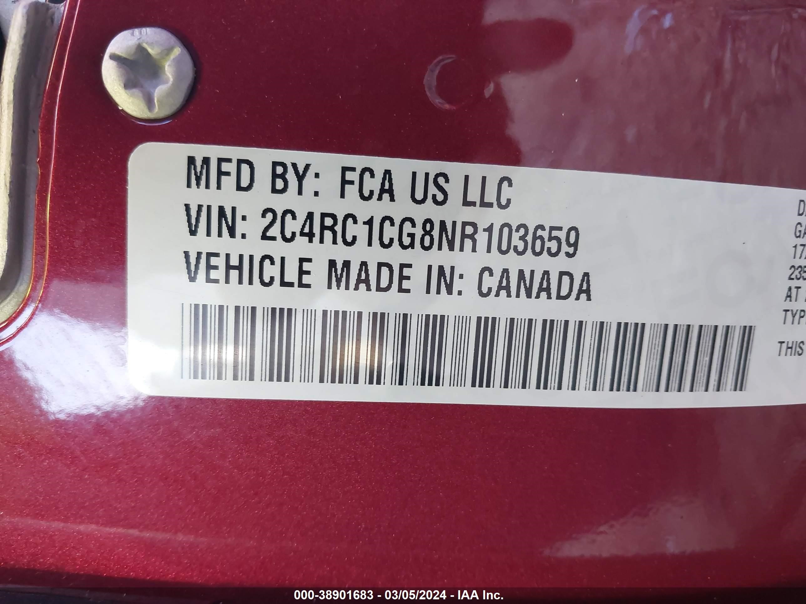 2022 Chrysler Voyager Lx Red vin: 2C4RC1CG8NR103659