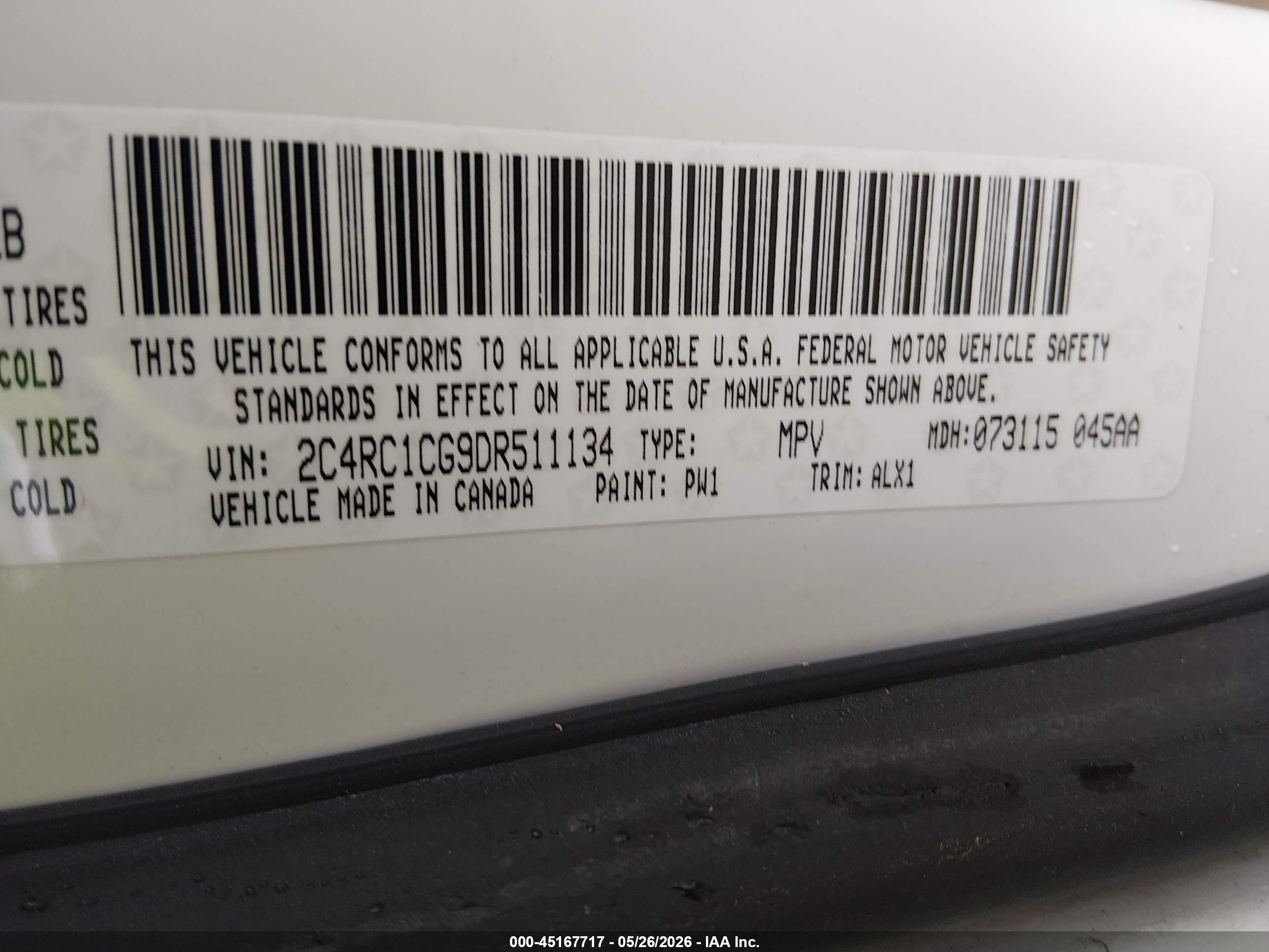 2013 Chrysler Town & Country Touring-l White vin: 2C4RC1CG9DR511134