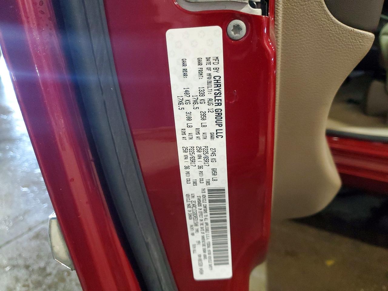 2013 Chrysler Town & Country Touring L Red vin: 2C4RC1CG9DR531500