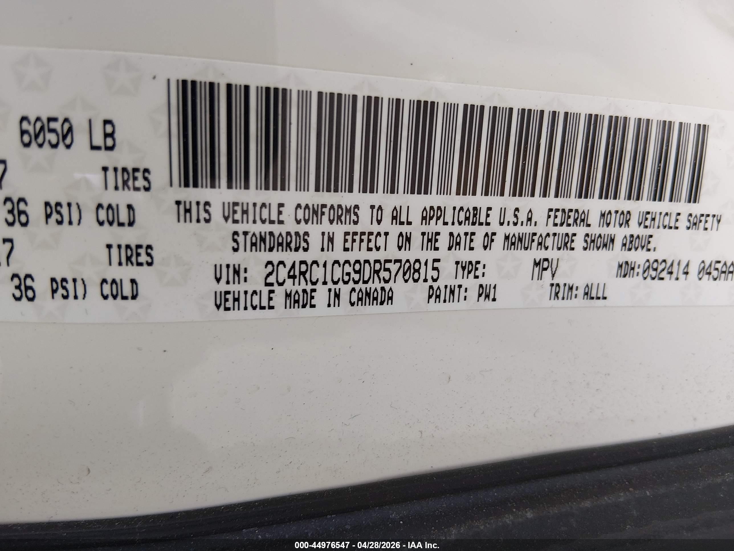 2013 Chrysler Town & Country Touring-l White vin: 2C4RC1CG9DR570815