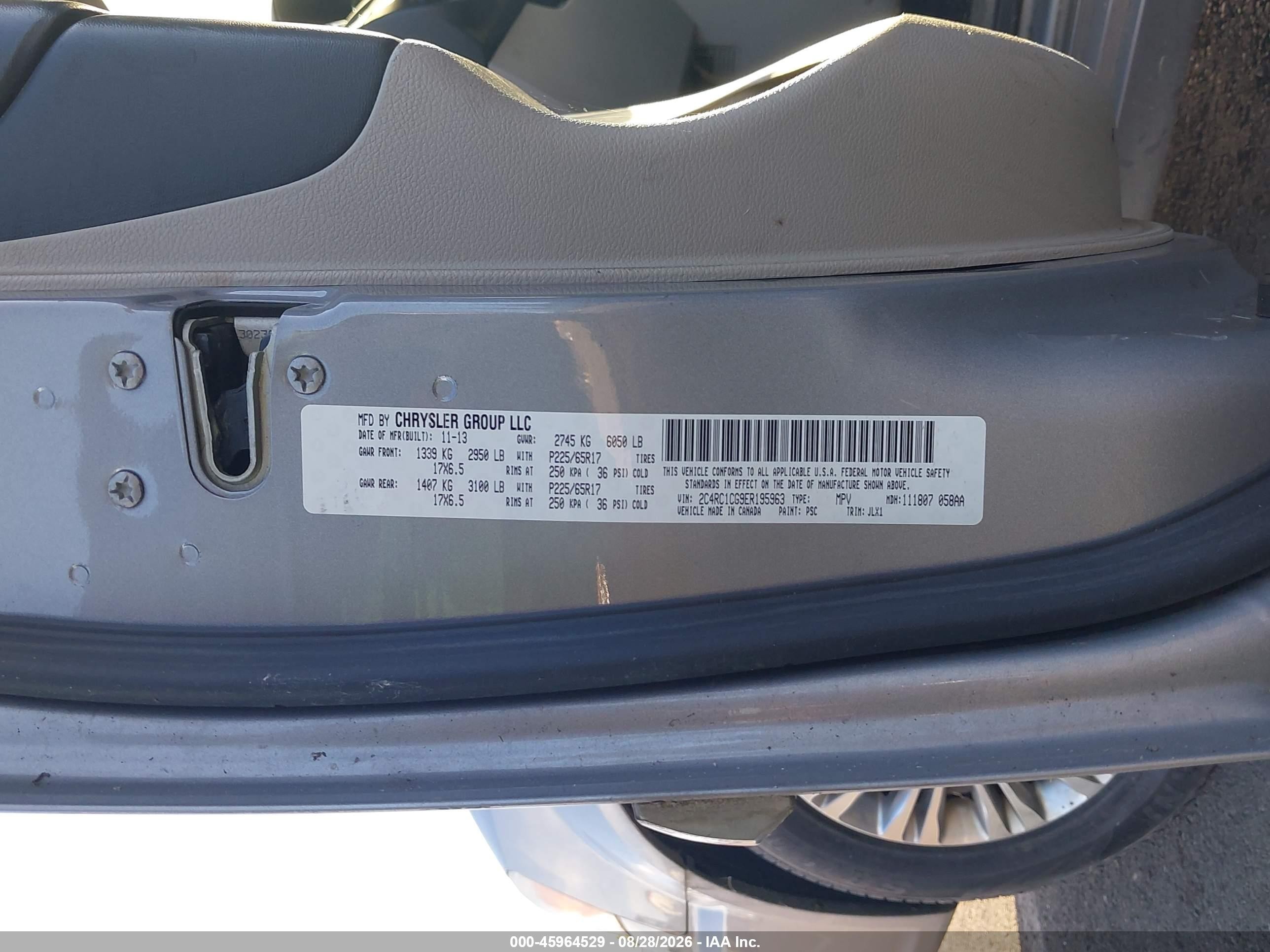 2014 Chrysler Town & Country Touring-l 30th Anniversary Серый vin: 2C4RC1CG9ER195963