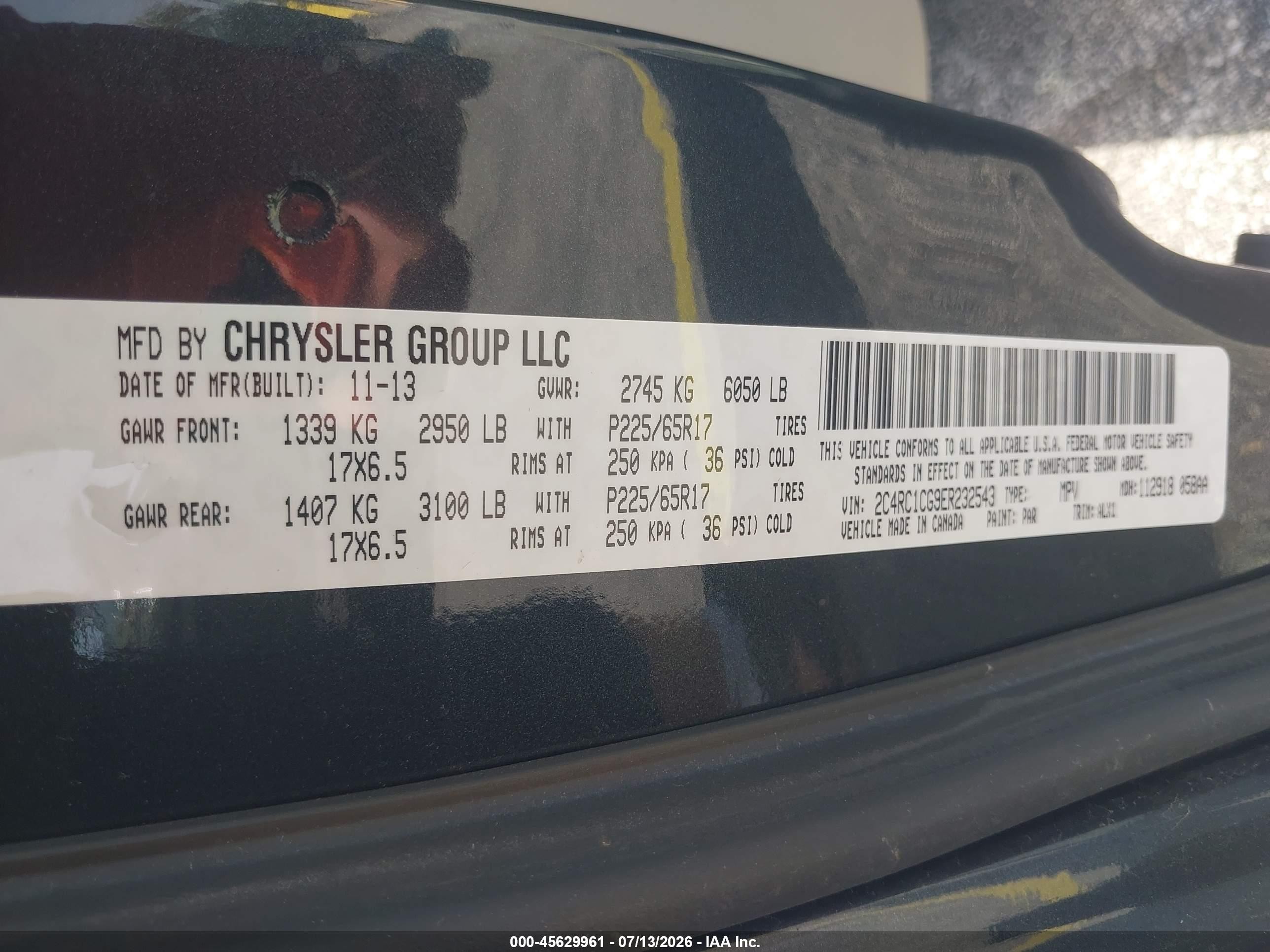 2014 Chrysler Town & Country Touring-l Gray vin: 2C4RC1CG9ER232543