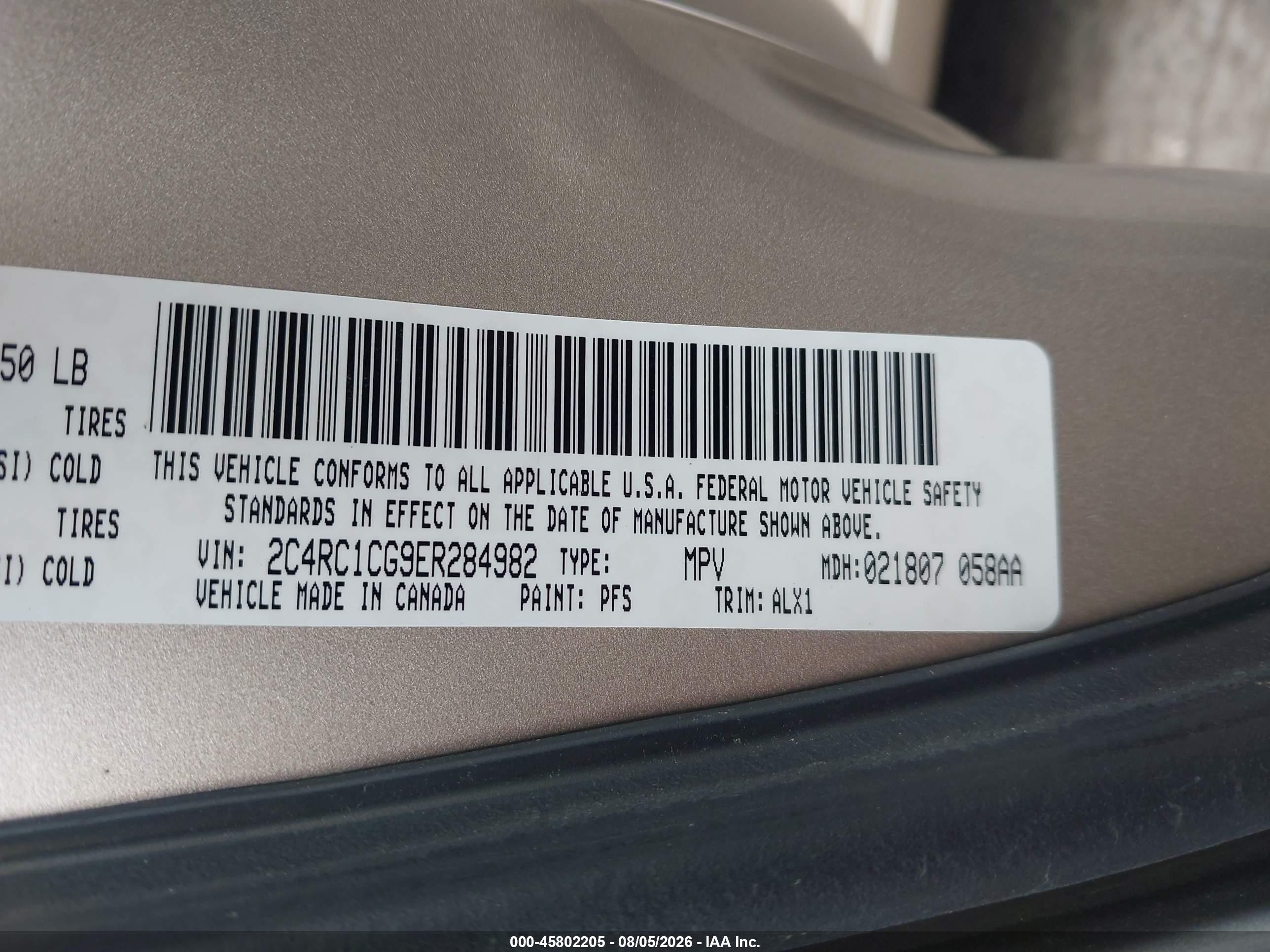 2014 Chrysler Town & Country Touring-l Gold vin: 2C4RC1CG9ER284982