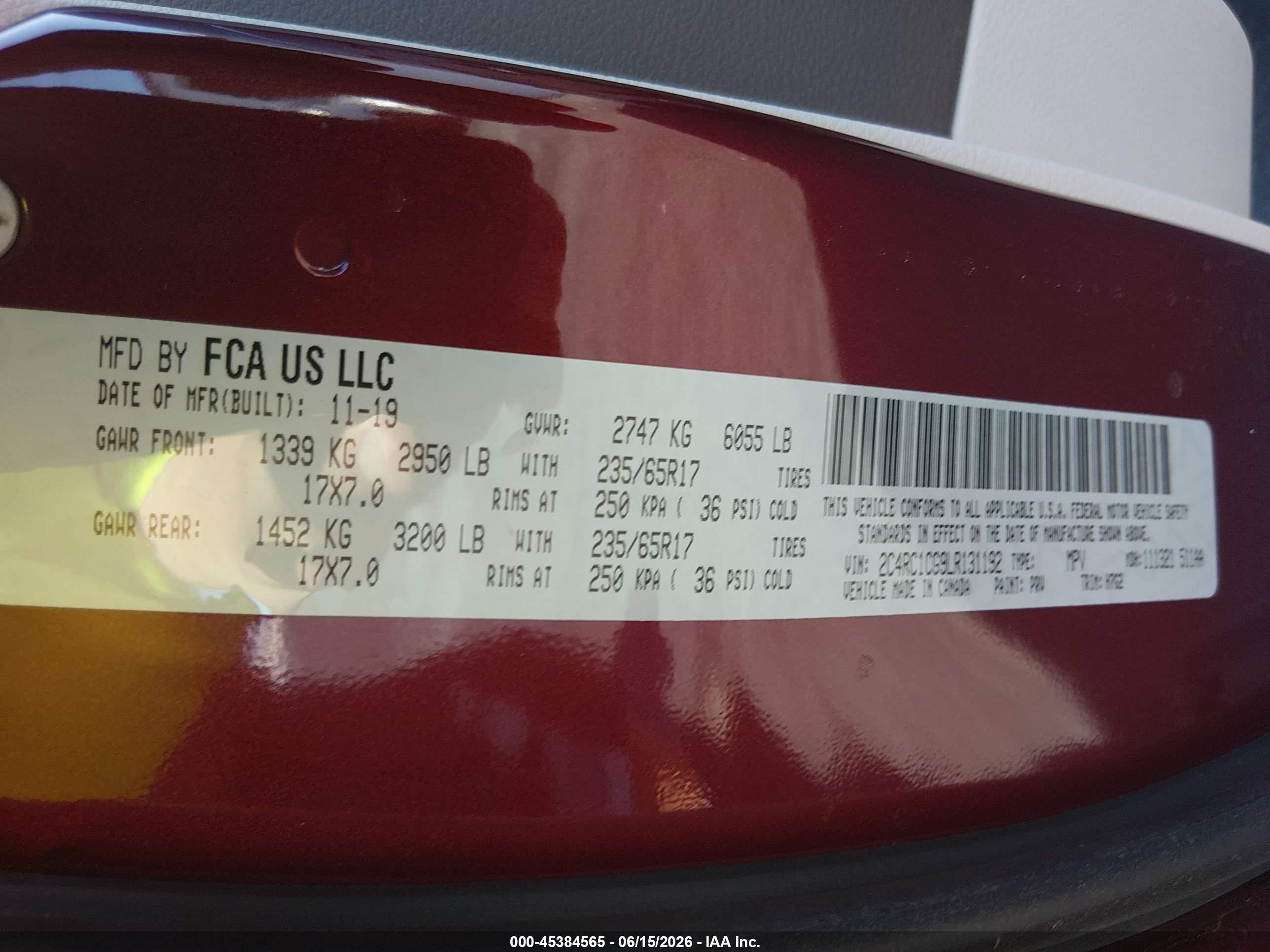 2020 Chrysler Voyager Lx Red vin: 2C4RC1CG9LR131192