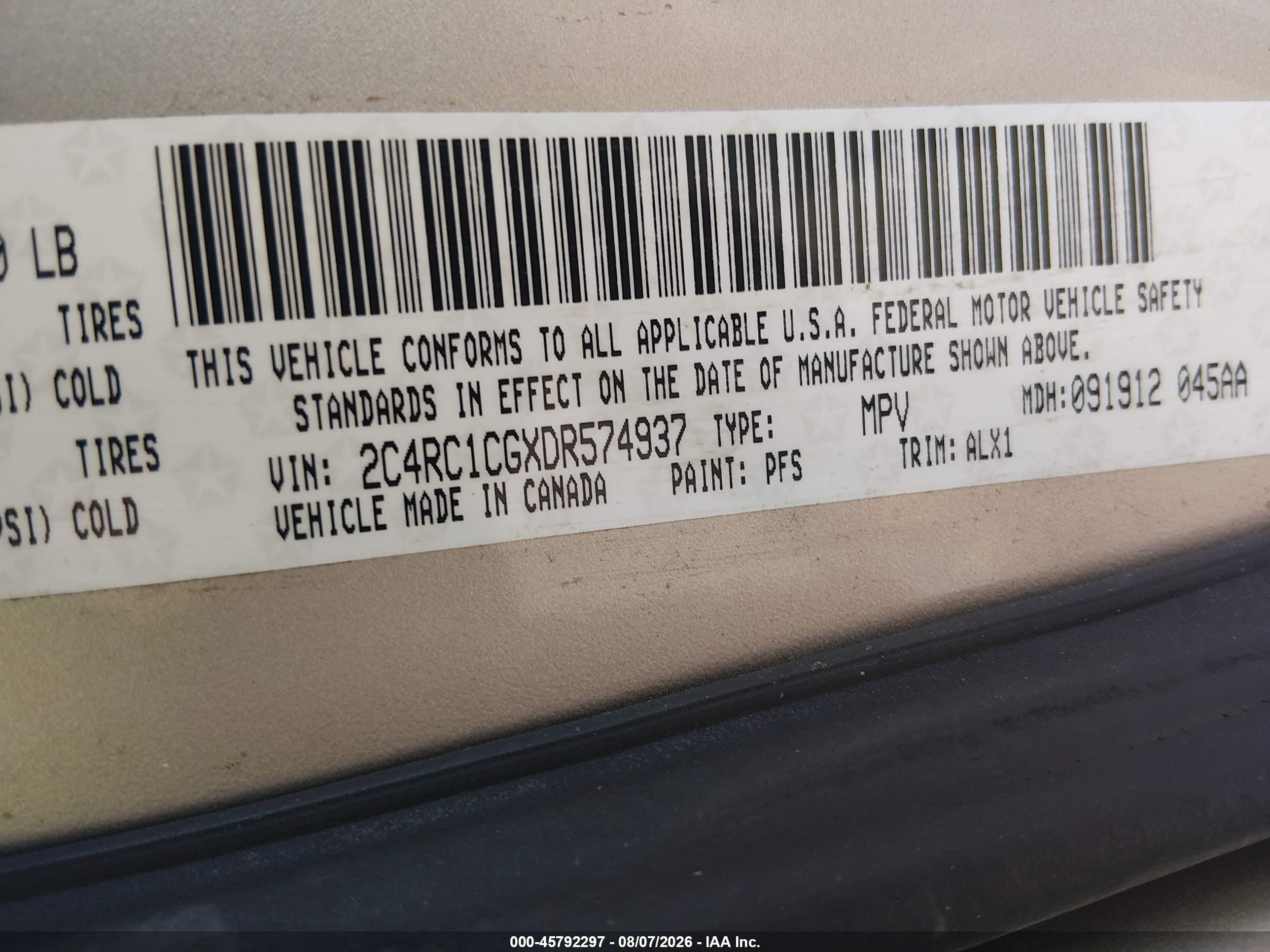 2013 Chrysler Town & Country Touring-l Beige vin: 2C4RC1CGXDR574937