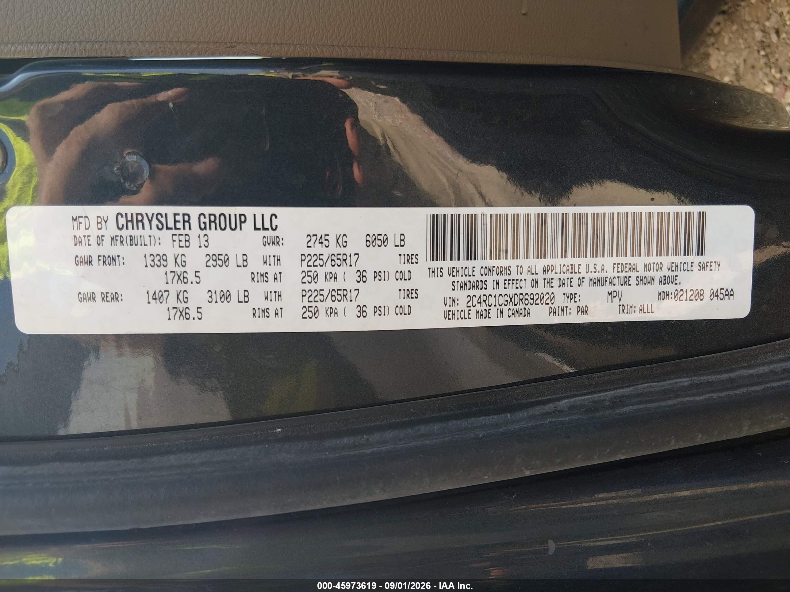 2013 Chrysler Town & Country Touring-l Серый vin: 2C4RC1CGXDR692020
