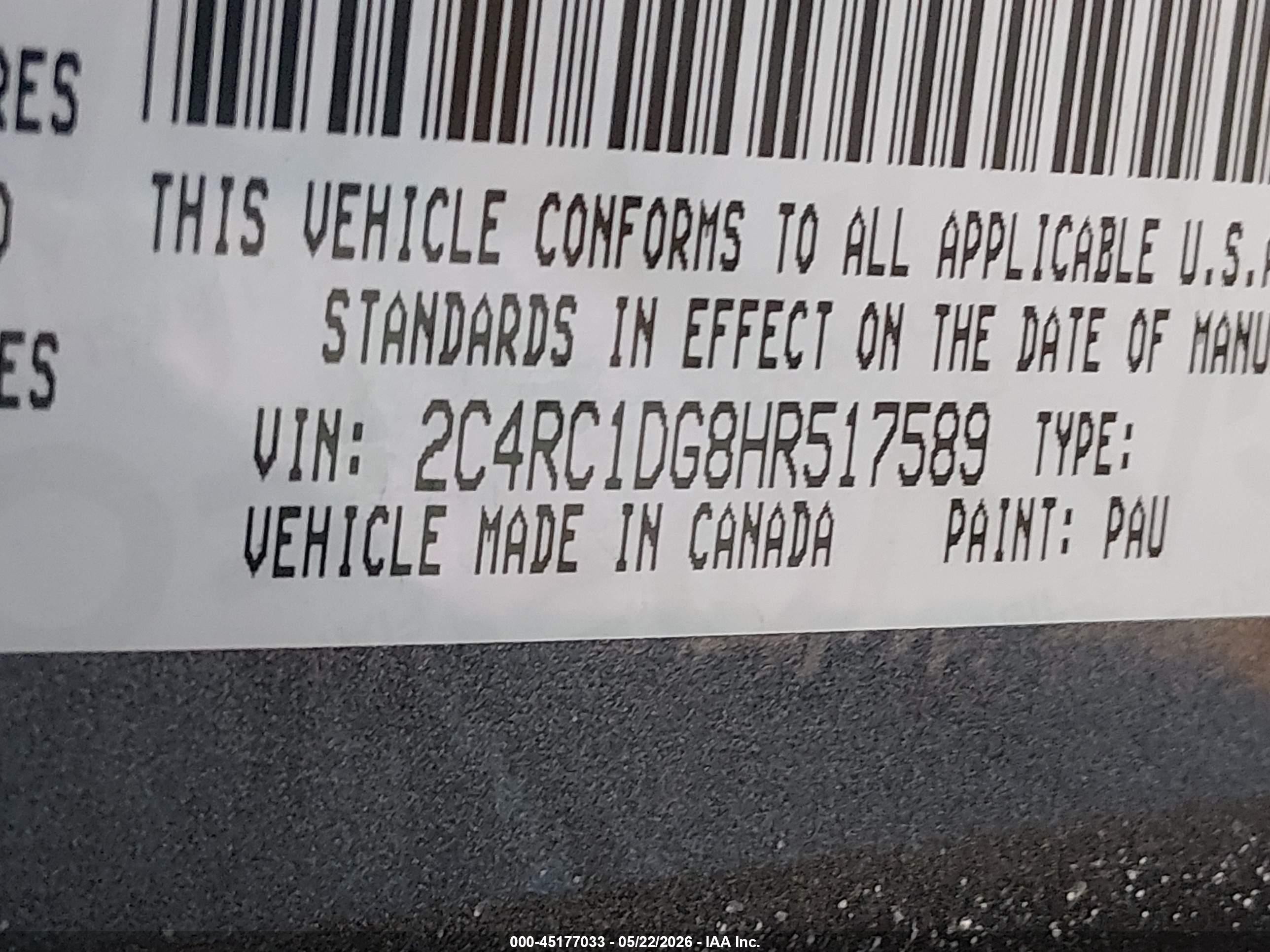 2017 Chrysler Pacifica Touring Gray vin: 2C4RC1DG8HR517589