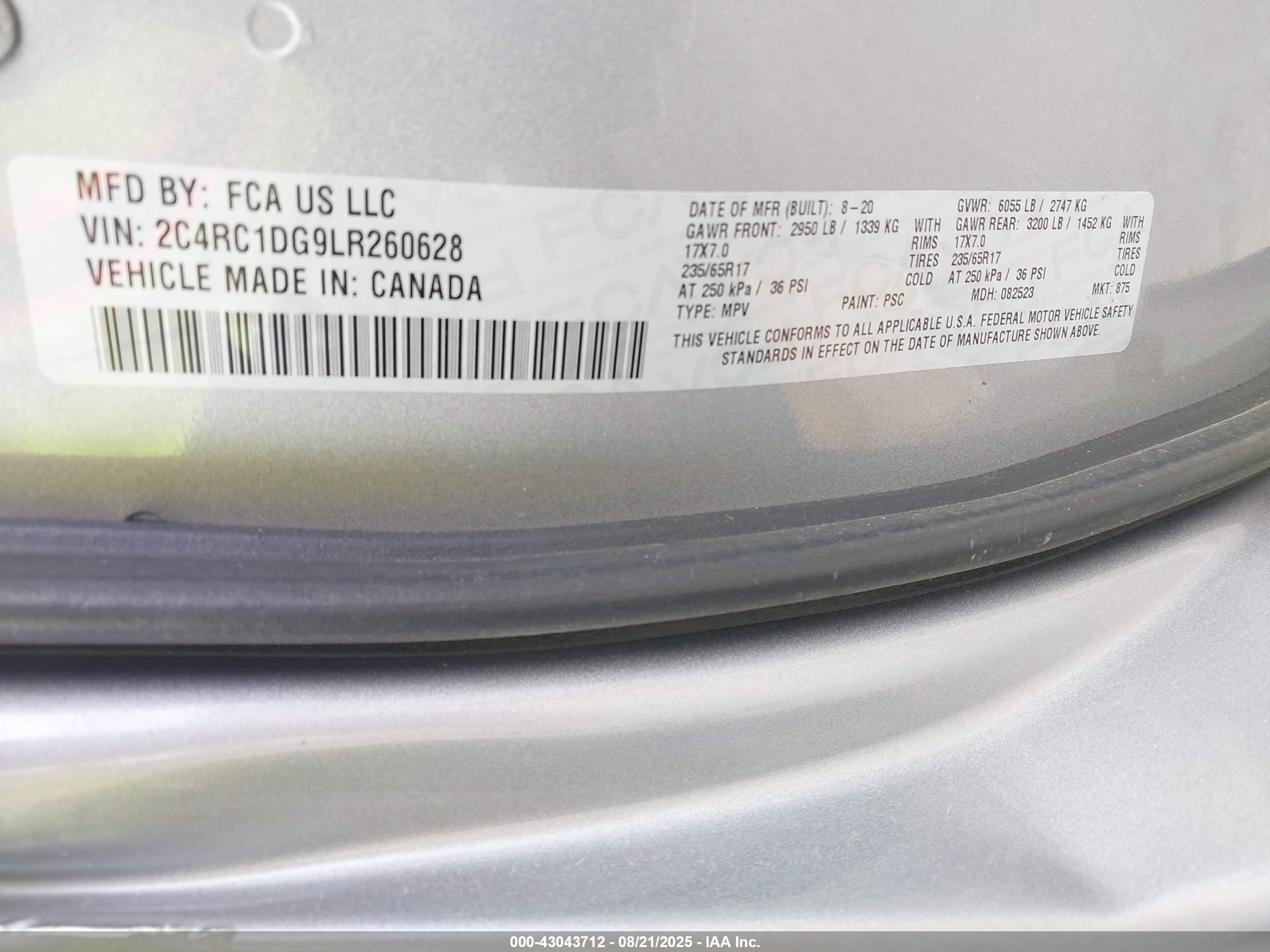2020 Chrysler Voyager Lxi Gray vin: 2C4RC1DG9LR260628