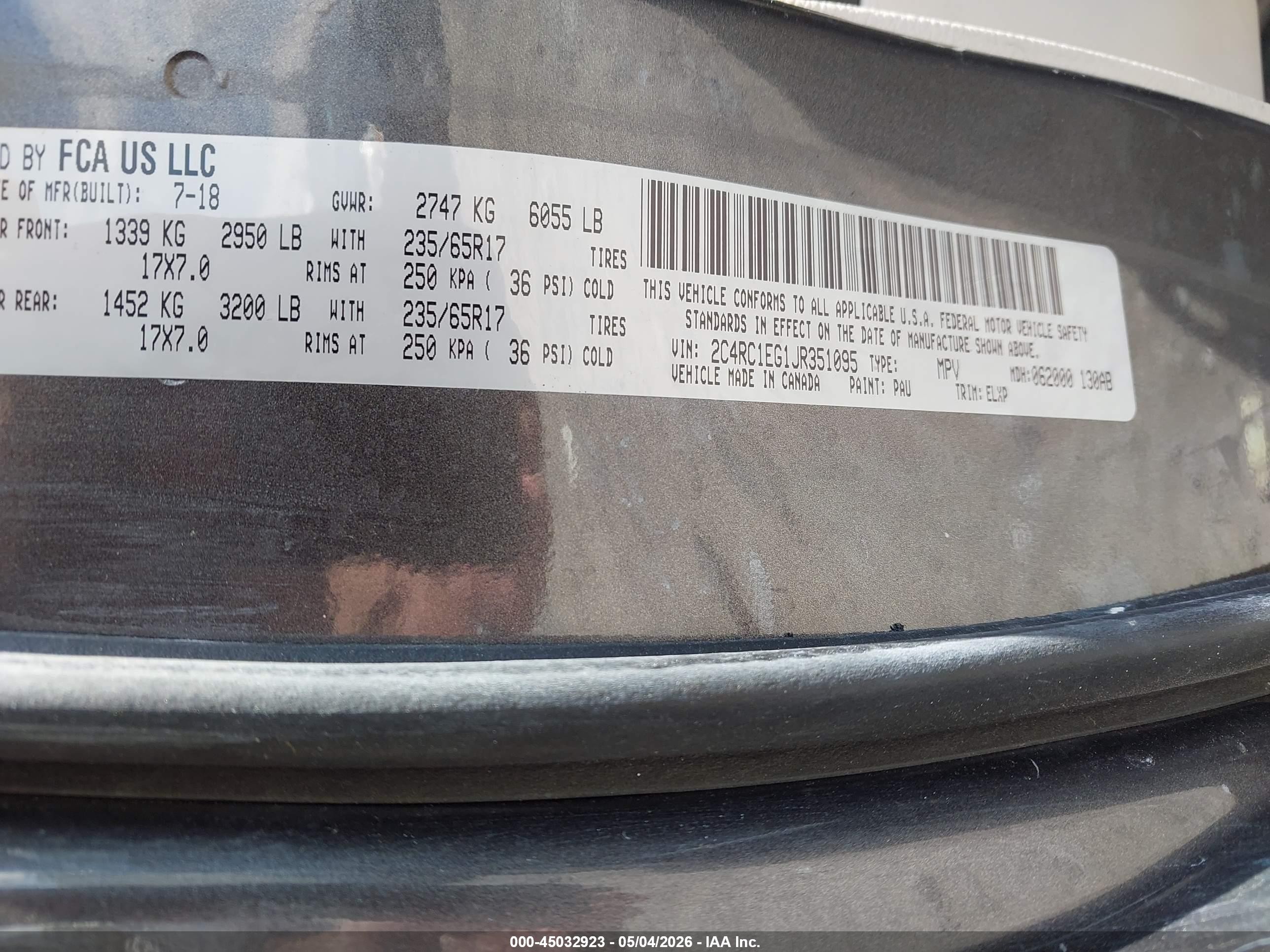 2018 Chrysler Pacifica Touring L Plus Черный vin: 2C4RC1EG1JR351095
