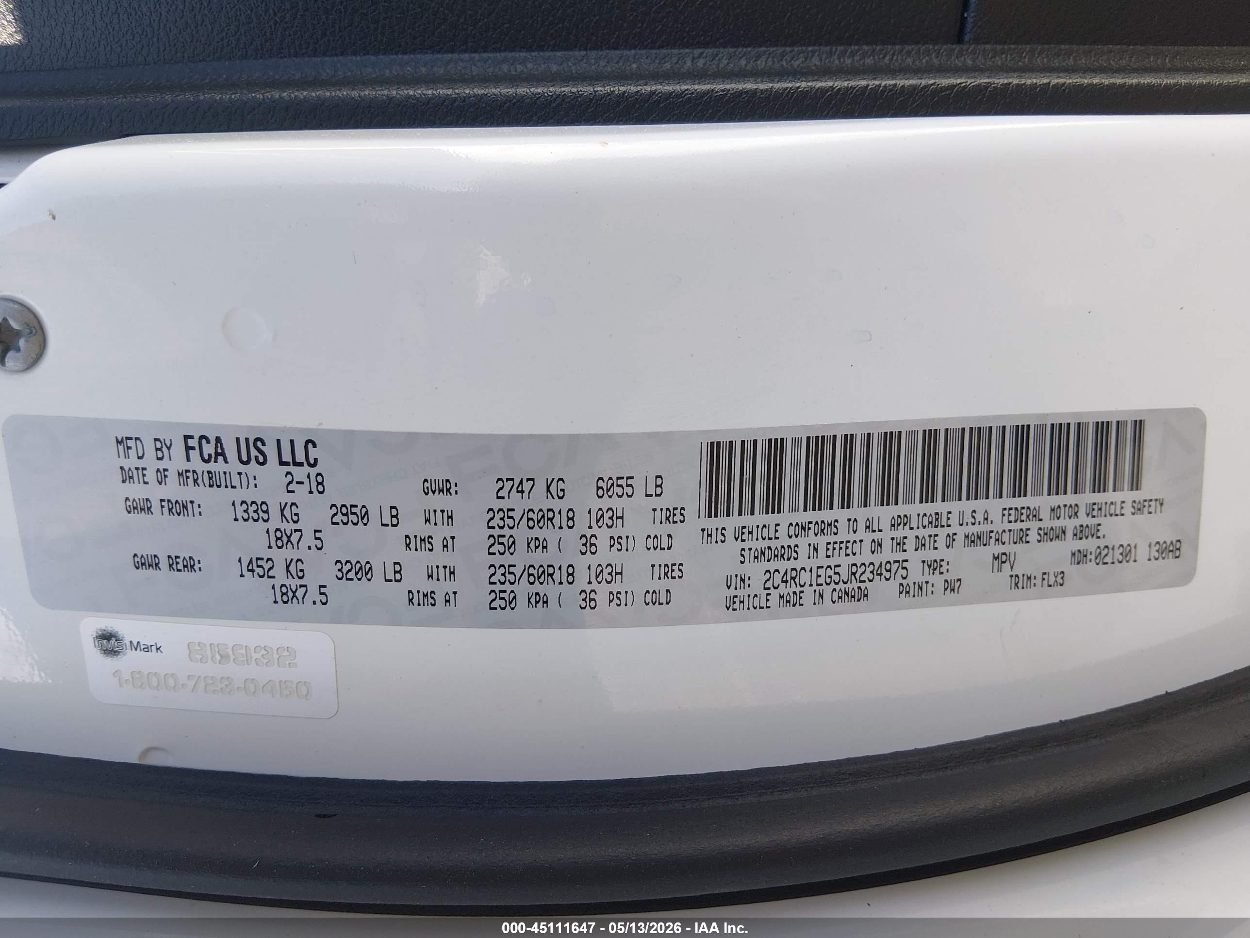 2018 Chrysler Pacifica Touring L Plus White vin: 2C4RC1EG5JR234975
