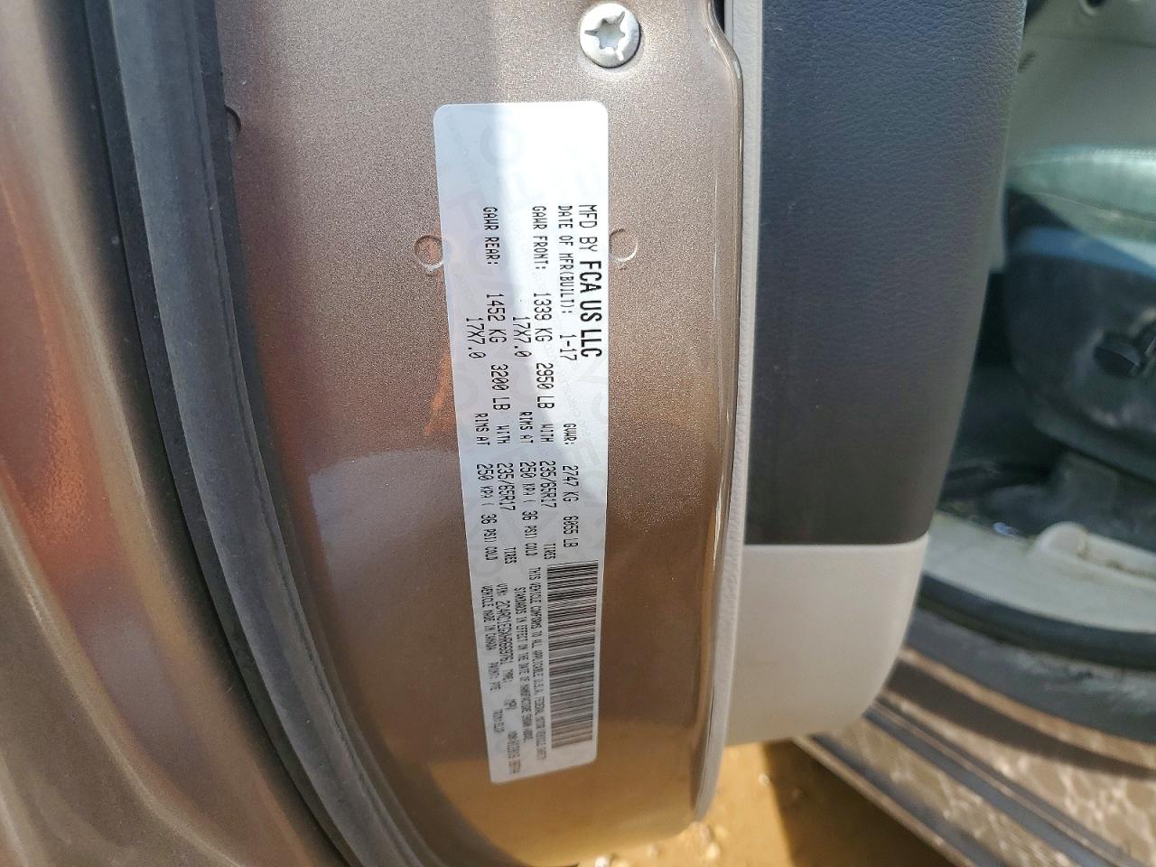 2017 Chrysler Pacifica Touring L Plus Tan vin: 2C4RC1EGXHR669761