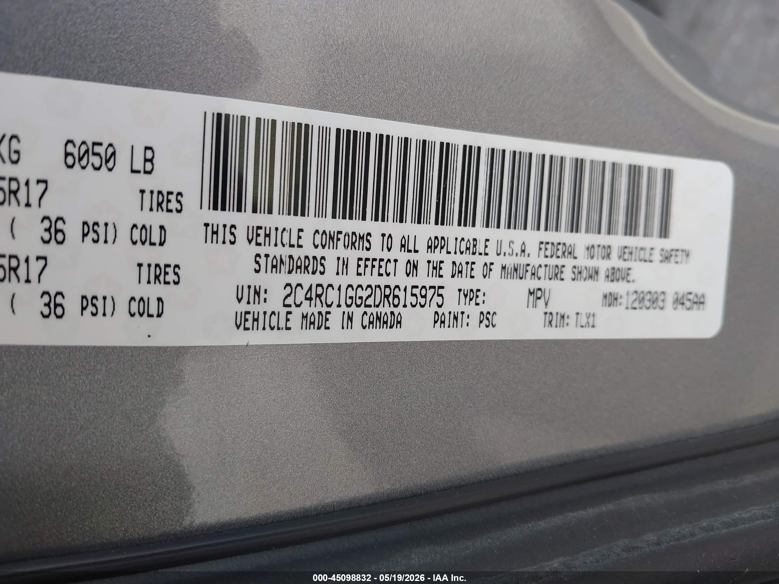 2013 Chrysler Town & Country Limited Silver vin: 2C4RC1GG2DR615975