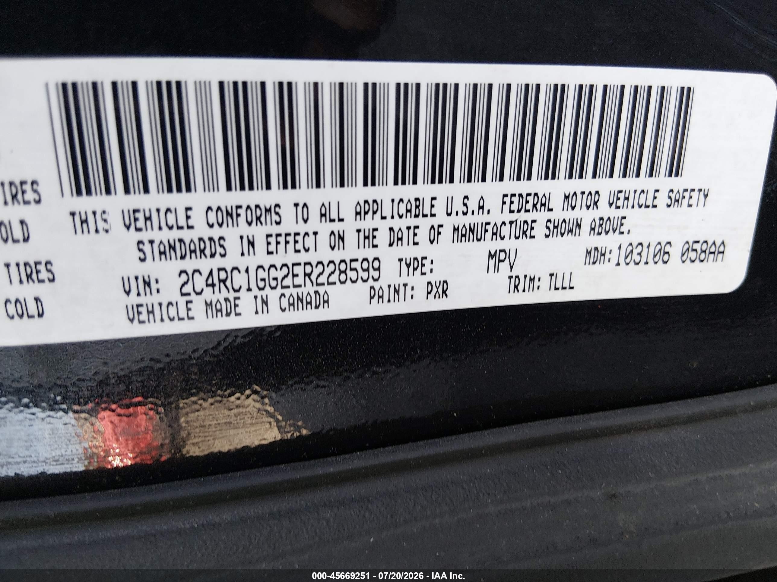 2014 Chrysler Town & Country Limited Black vin: 2C4RC1GG2ER228599
