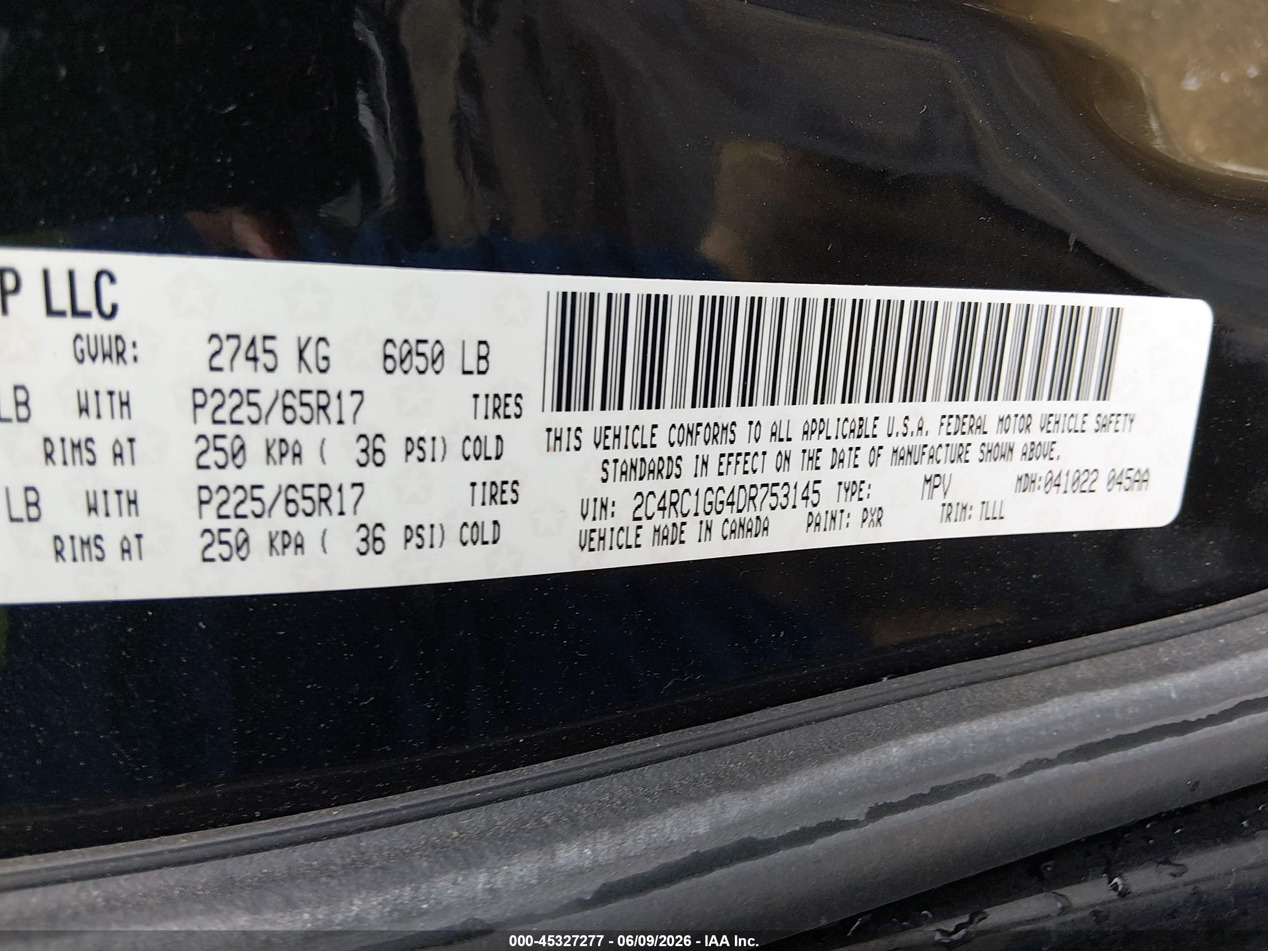 2013 Chrysler Town & Country Limited Black vin: 2C4RC1GG4DR753145