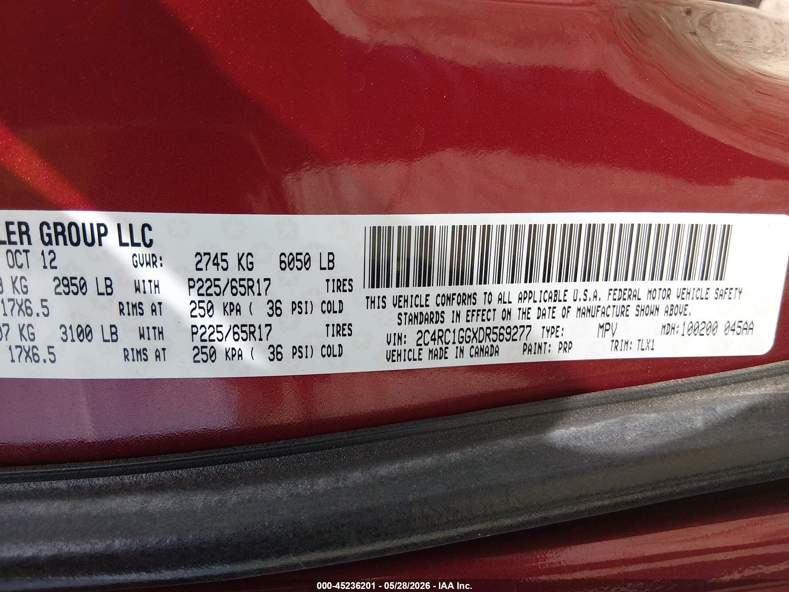 2013 Chrysler Town & Country Limited Красный vin: 2C4RC1GGXDR569277