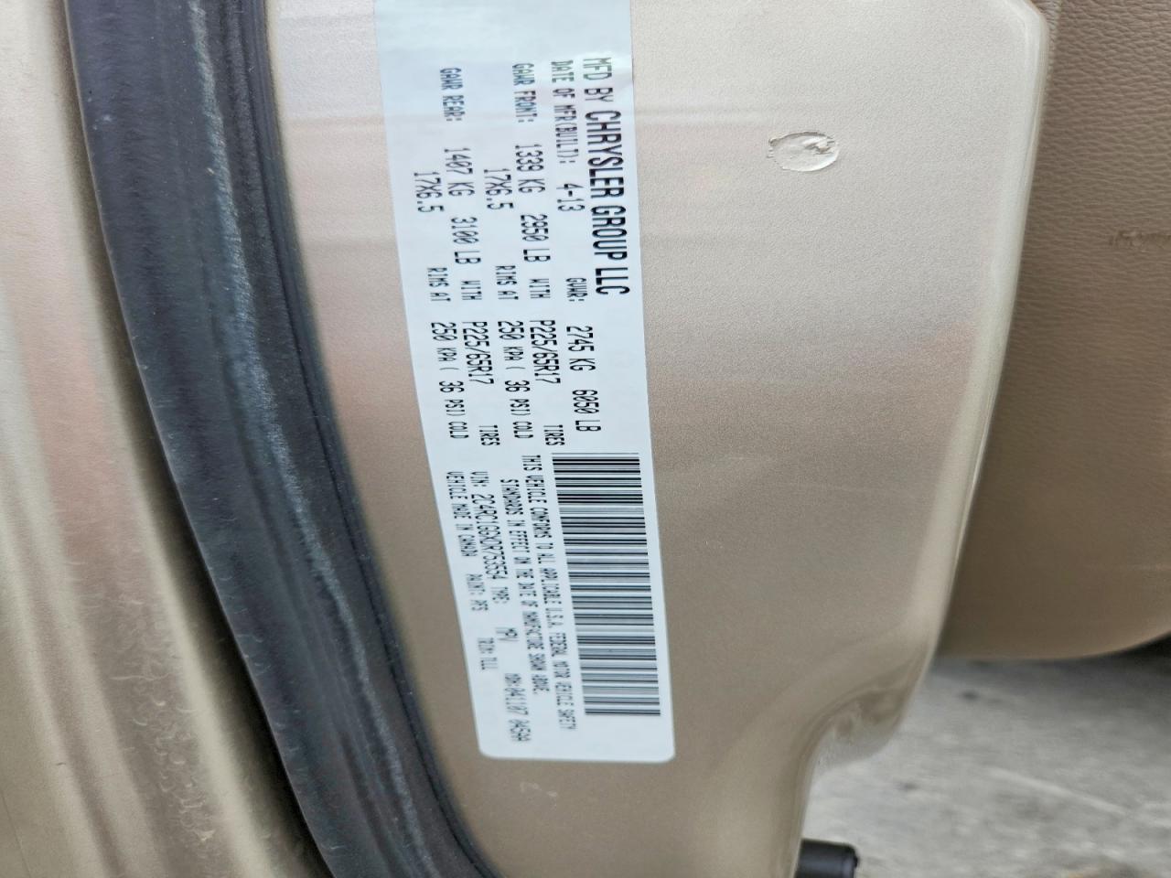 2013 Chrysler Town & Country Limited Gold vin: 2C4RC1GGXDR753554