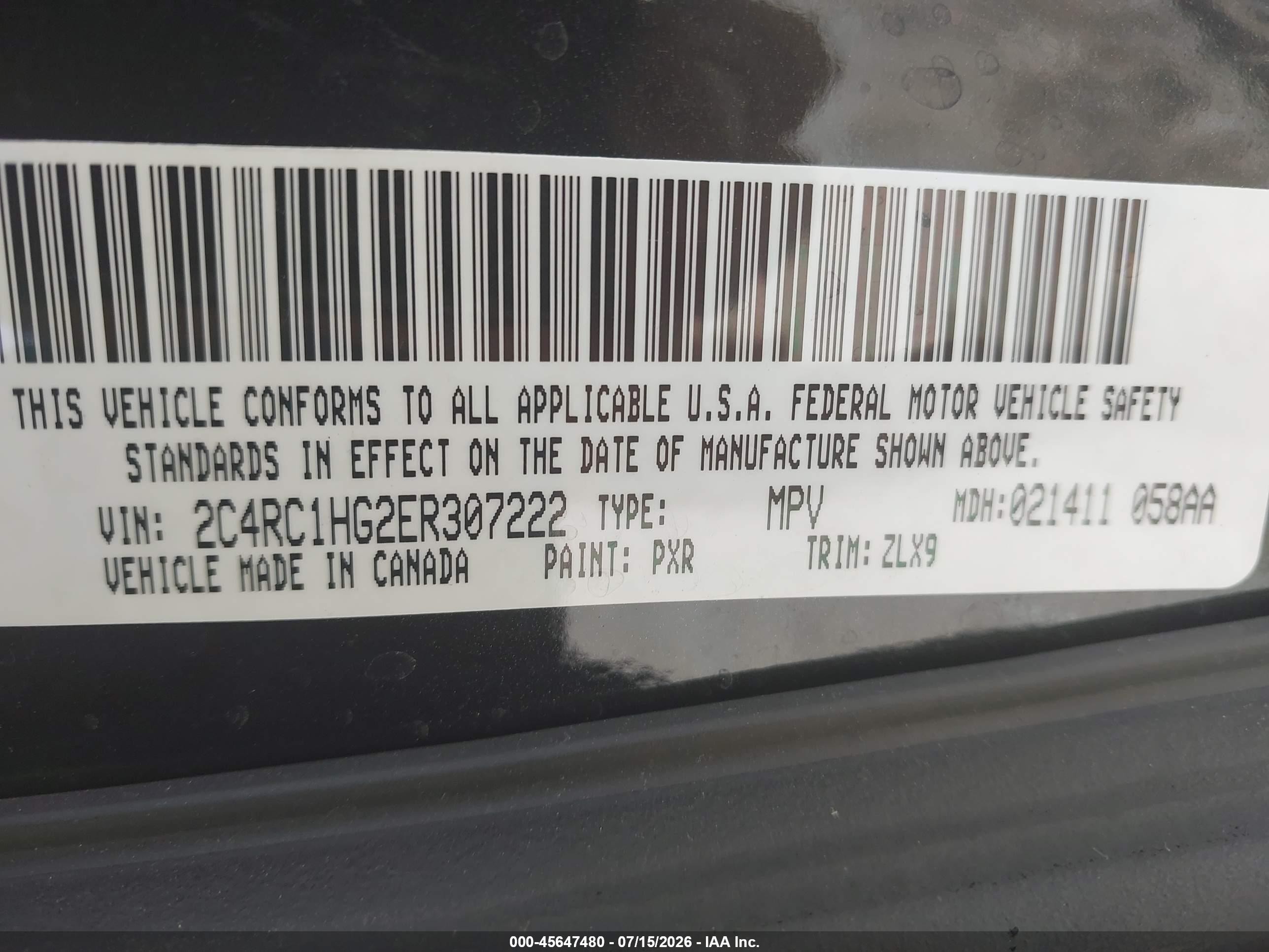 2014 Chrysler Town & Country S Black vin: 2C4RC1HG2ER307222