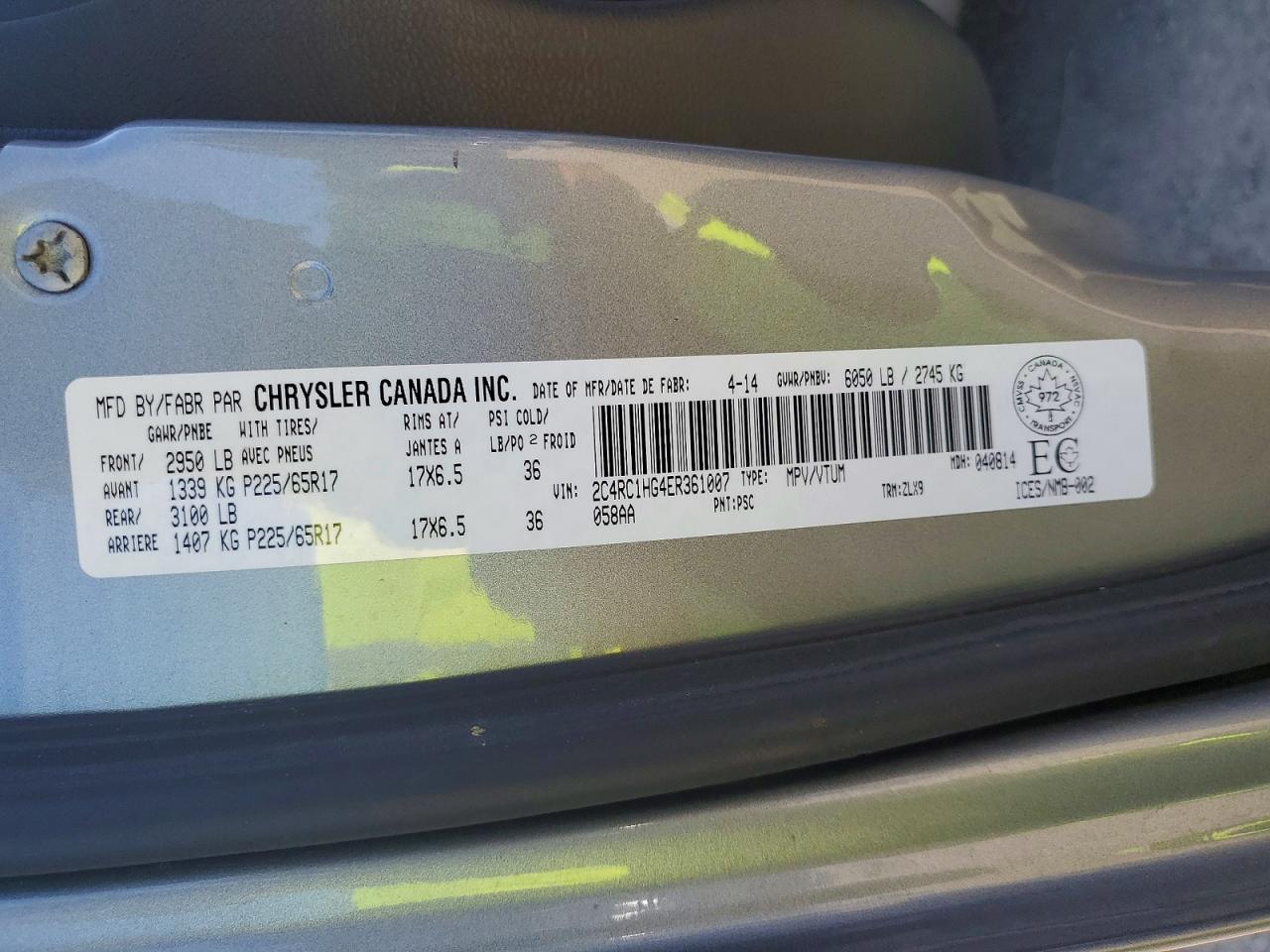 2014 Chrysler Town & Country S Silver vin: 2C4RC1HG4ER361007