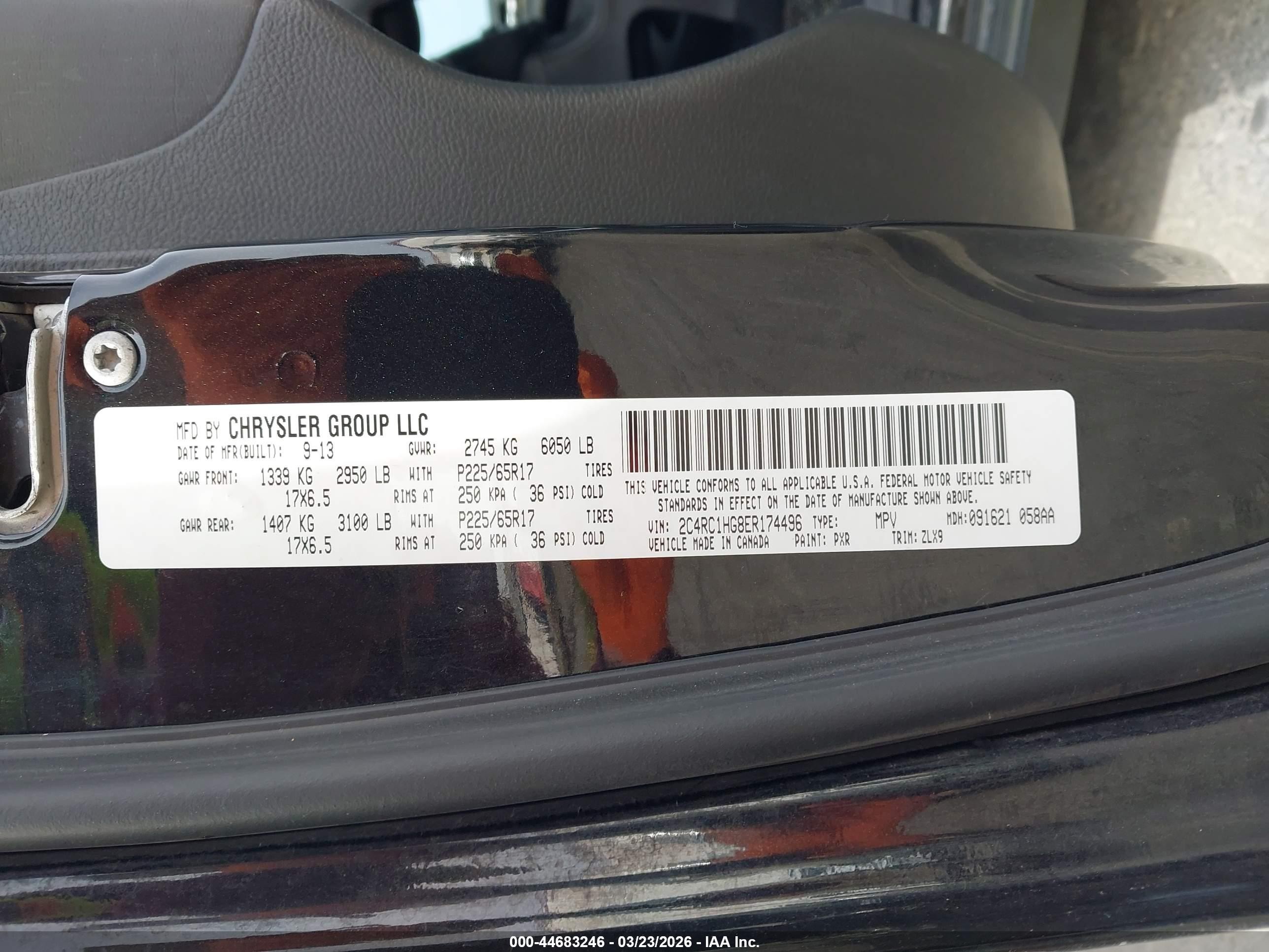 2014 Chrysler Town & Country S Black vin: 2C4RC1HG8ER174496