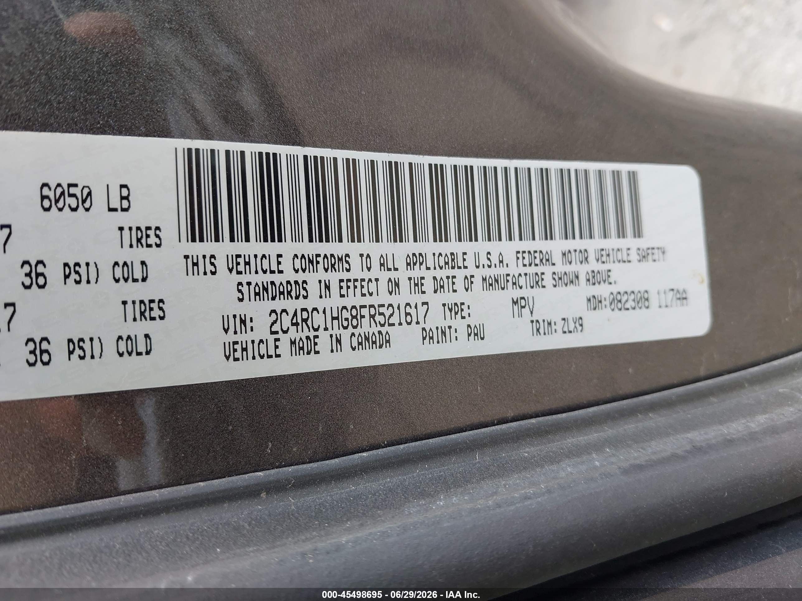 2015 Chrysler Town & Country S Gray vin: 2C4RC1HG8FR521617