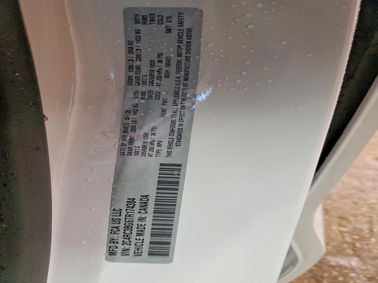 2026 Chrysler Pacifica Select White vin: 2C4RC3BG6TR174384