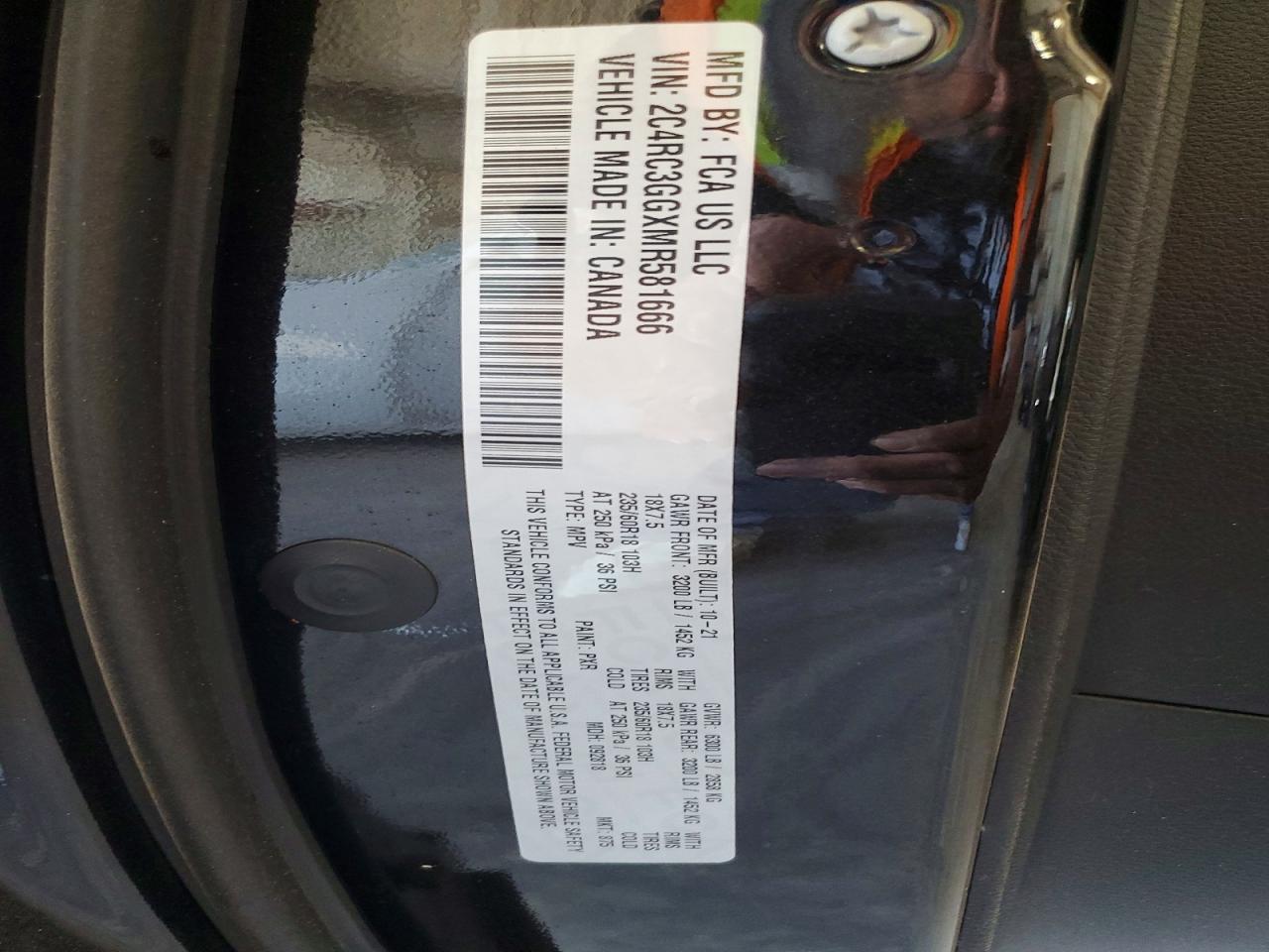 2021 Chrysler Pacifica Limited Black vin: 2C4RC3GGXMR581666