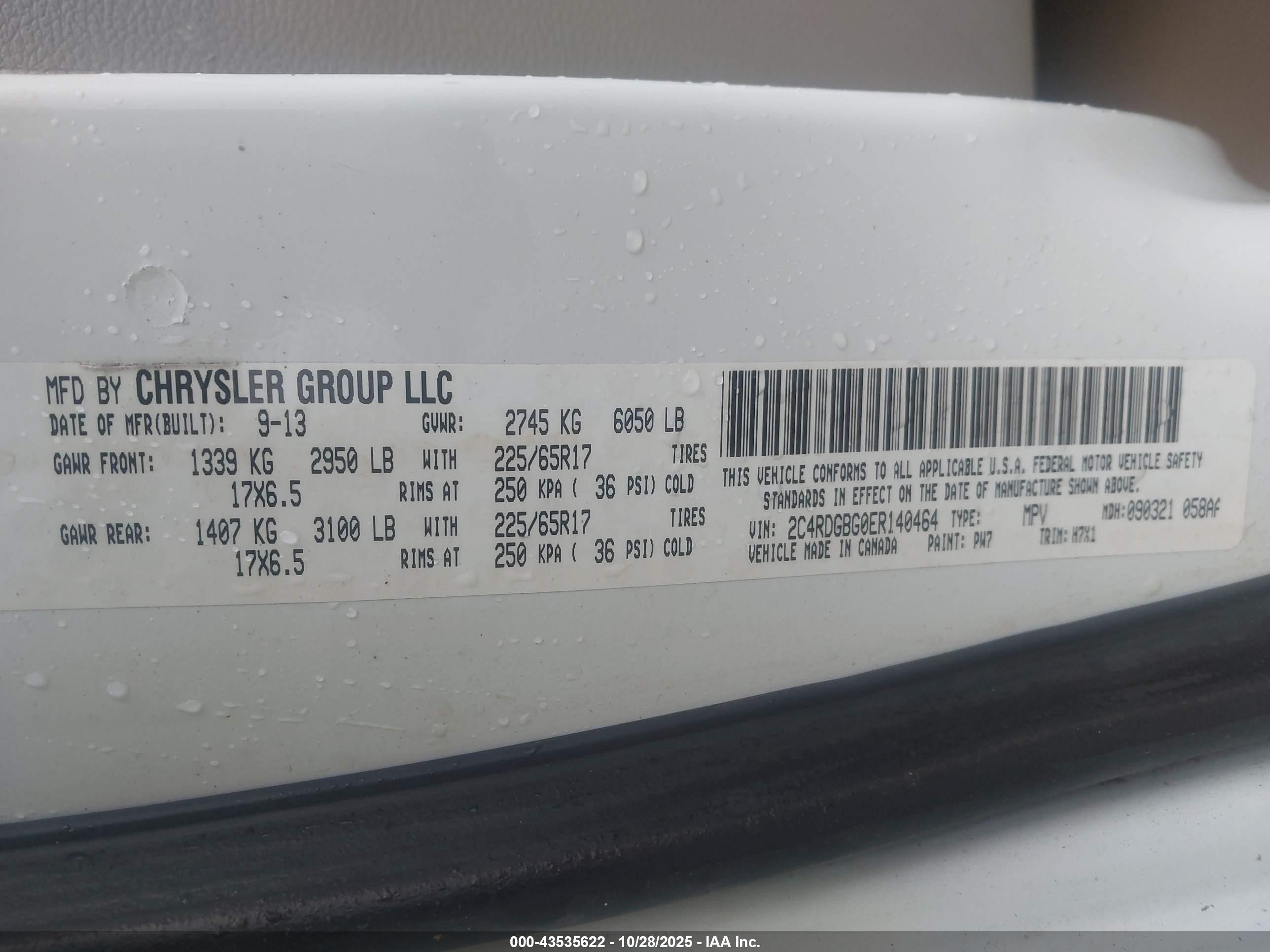 2014 Dodge Grand Caravan Se Белый vin: 2C4RDGBG0ER140464