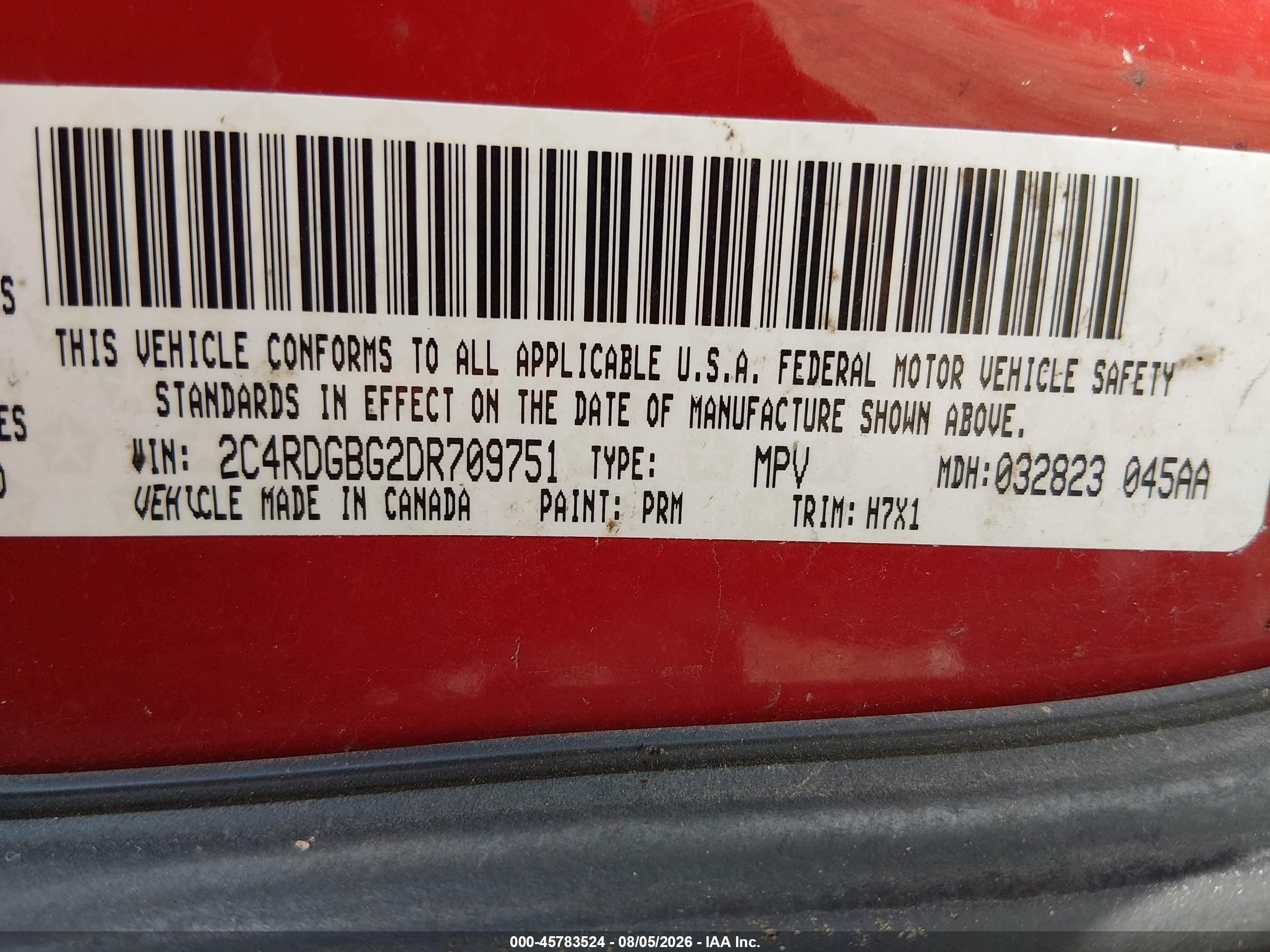 2013 Dodge Grand Caravan American Value Pkg Red vin: 2C4RDGBG2DR709751
