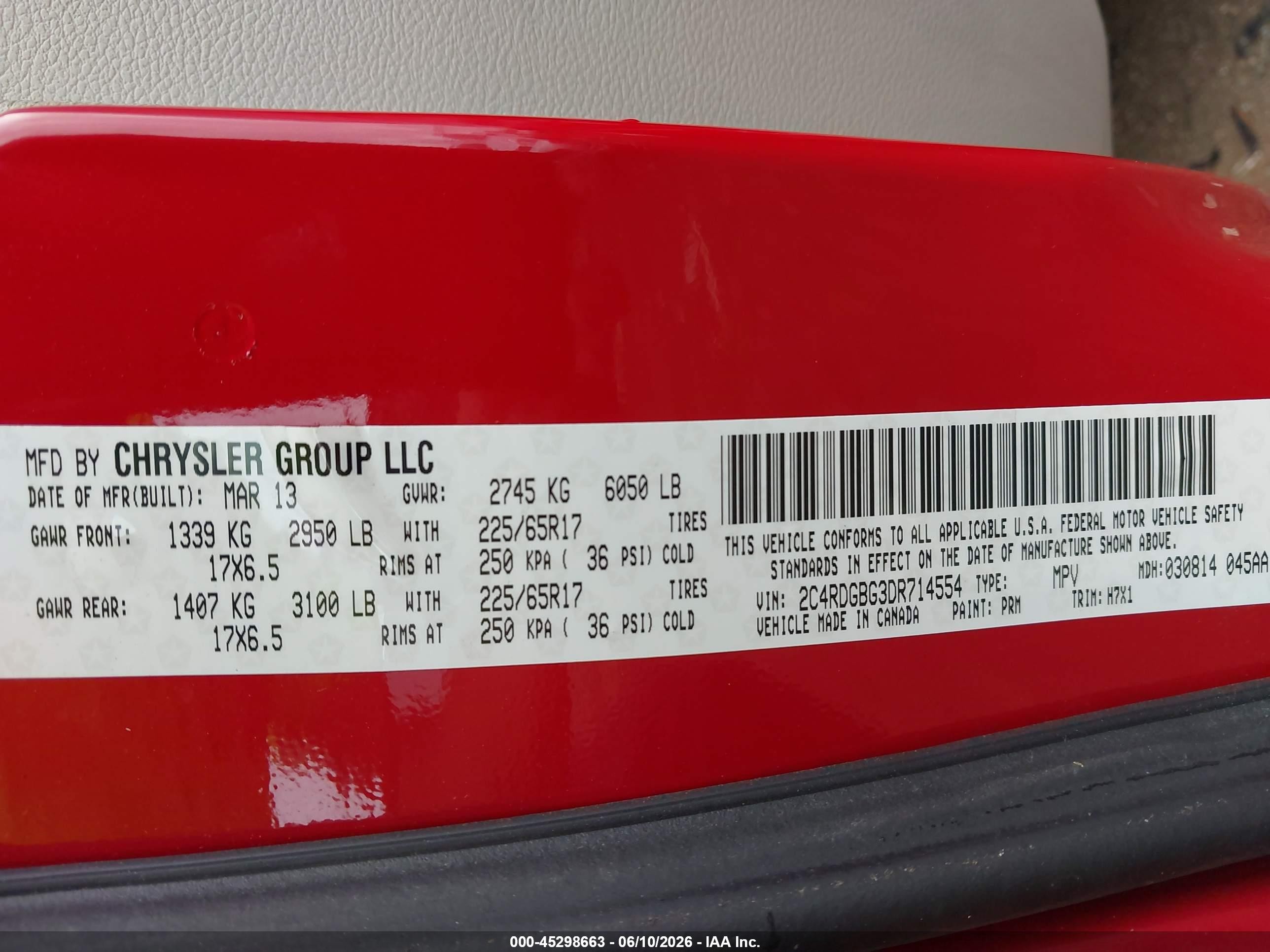 2013 Dodge Grand Caravan Se Red vin: 2C4RDGBG3DR714554