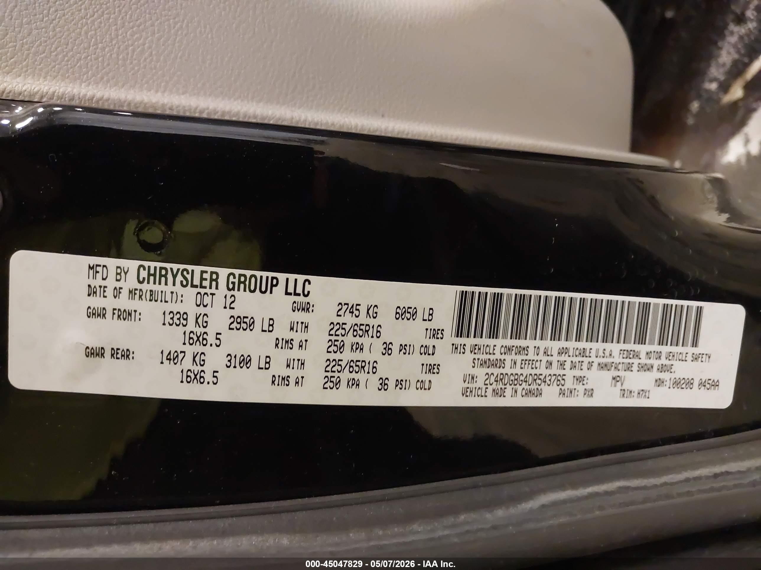 2013 Dodge Grand Caravan American Value Pkg Черный vin: 2C4RDGBG4DR543765