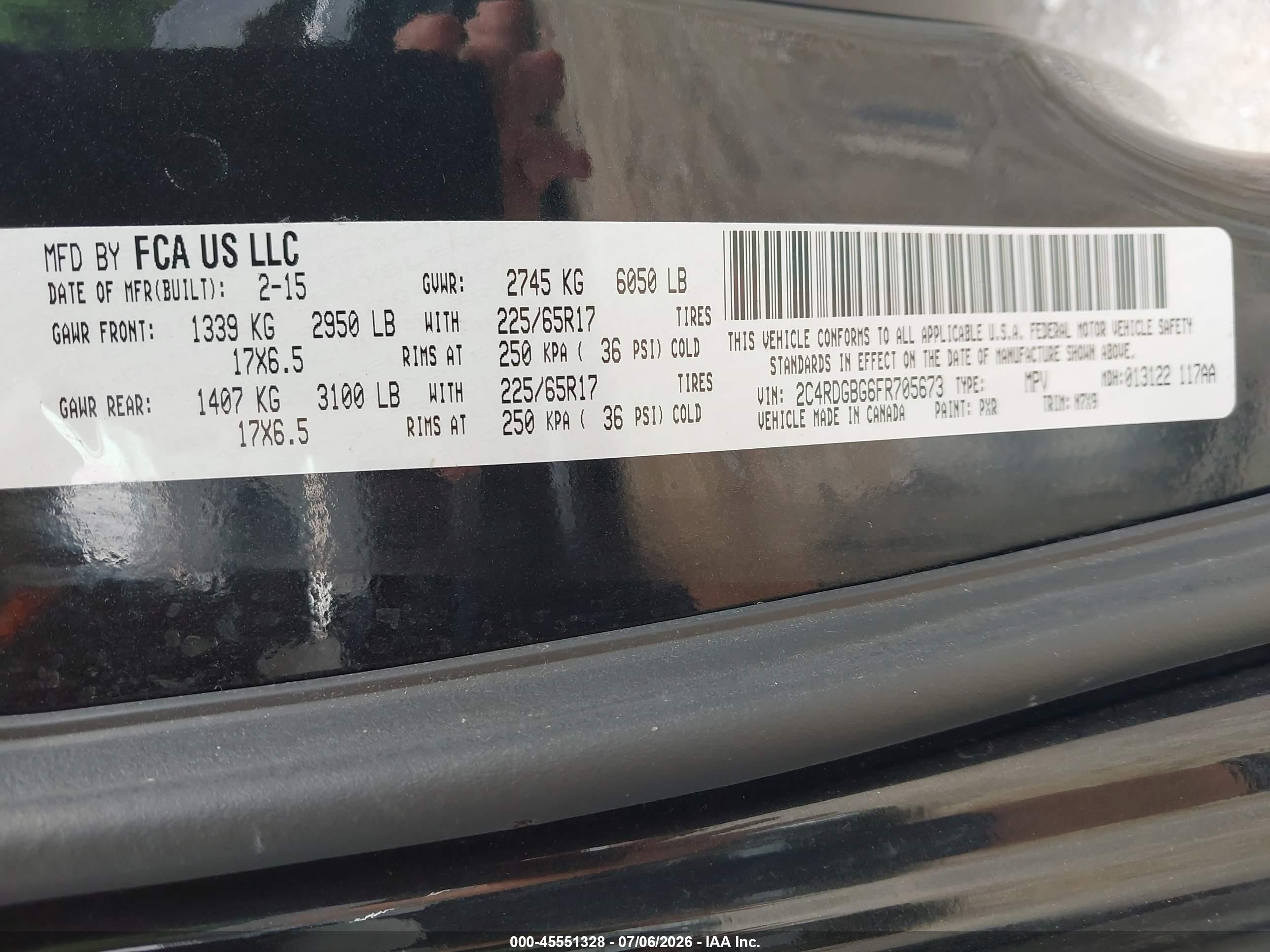 2015 Dodge Grand Caravan Se Plus Black vin: 2C4RDGBG6FR705673