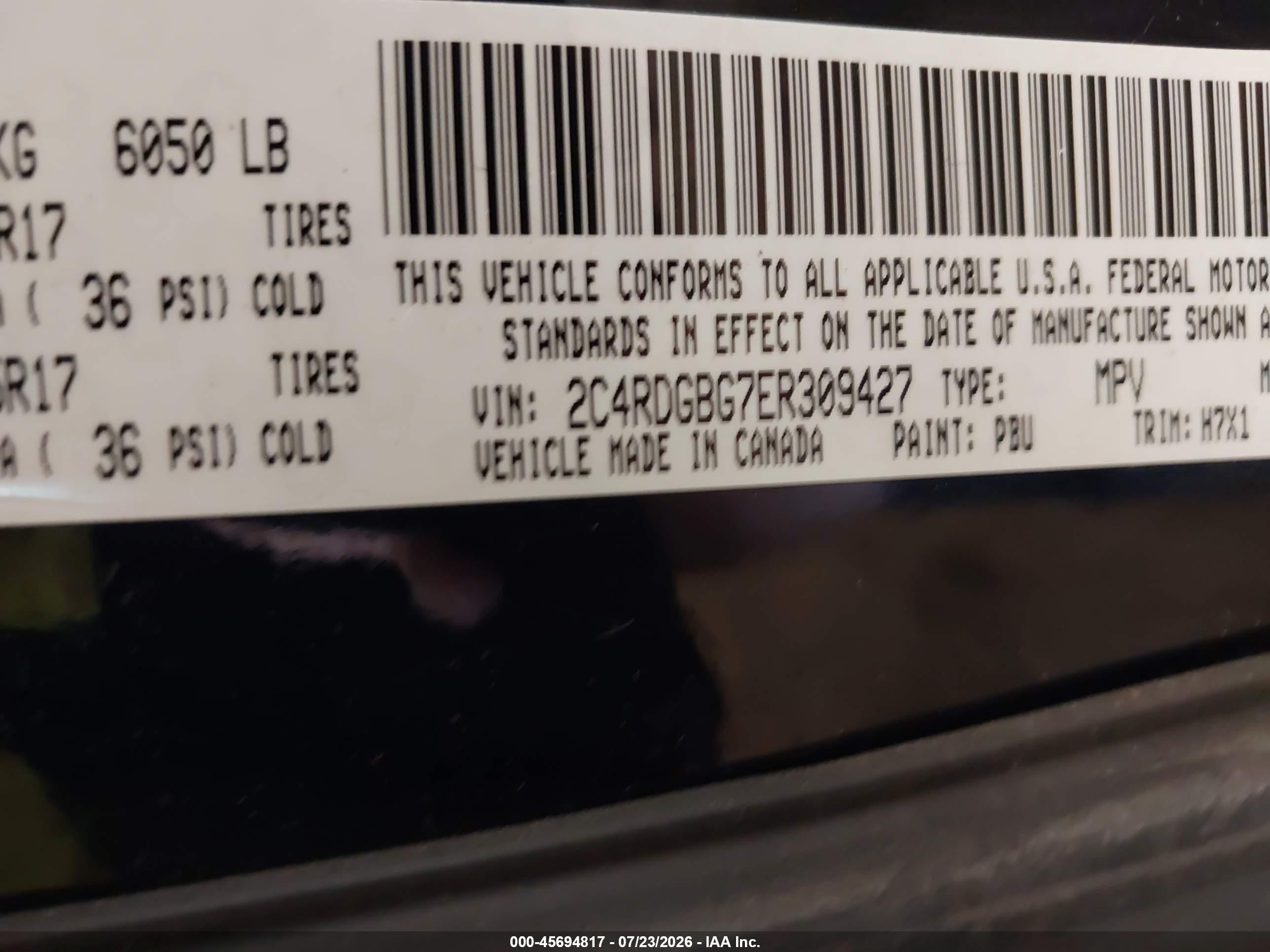 2014 Dodge Grand Caravan American Value Pkg Navy vin: 2C4RDGBG7ER309427