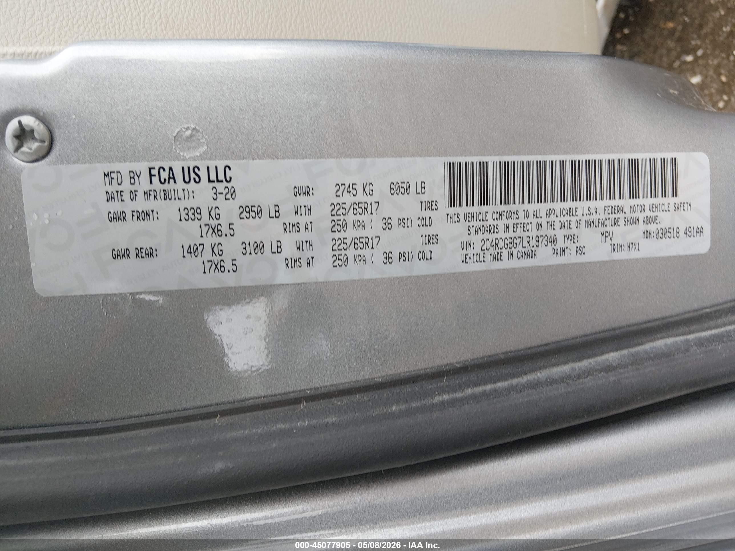 2020 Dodge Grand Caravan Se Gray vin: 2C4RDGBG7LR197340