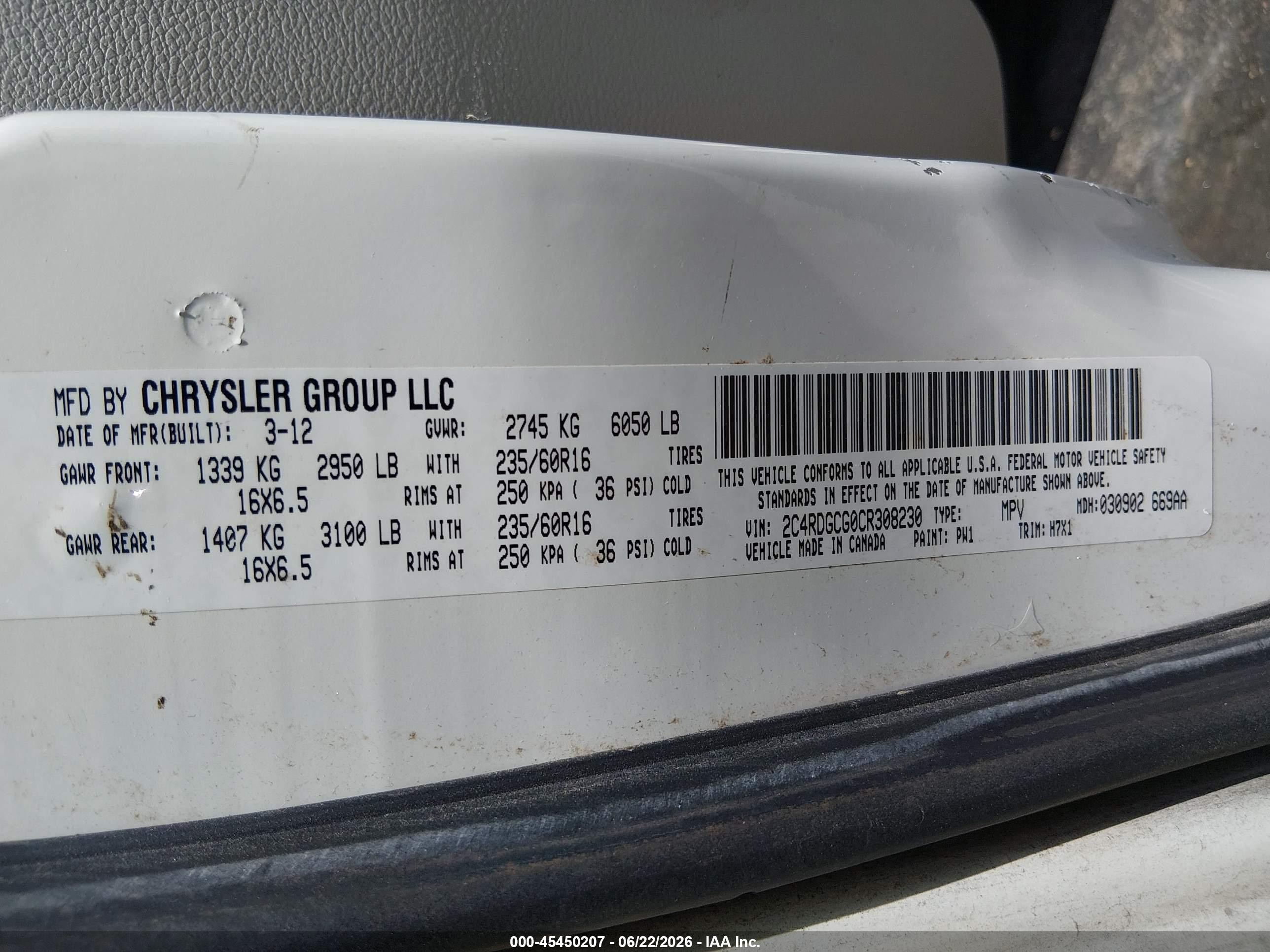 2012 Dodge Grand Caravan Sxt White vin: 2C4RDGCG0CR308230