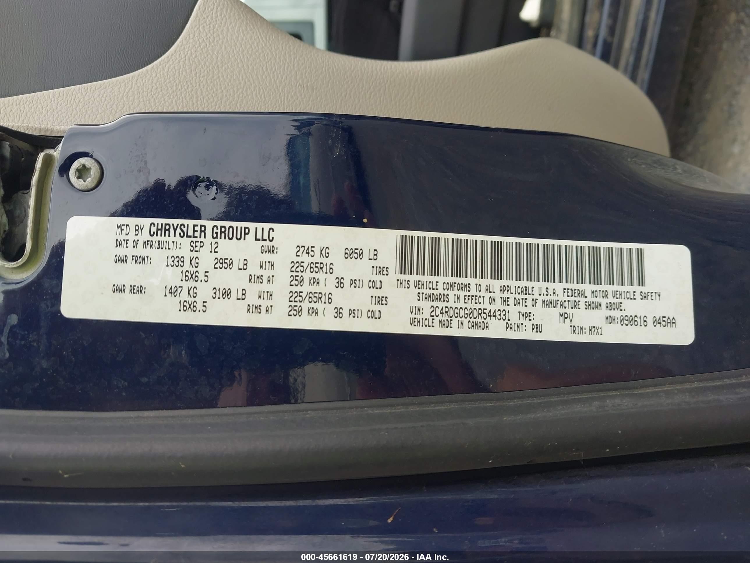 2013 Dodge Grand Caravan Sxt Синий vin: 2C4RDGCG0DR544331