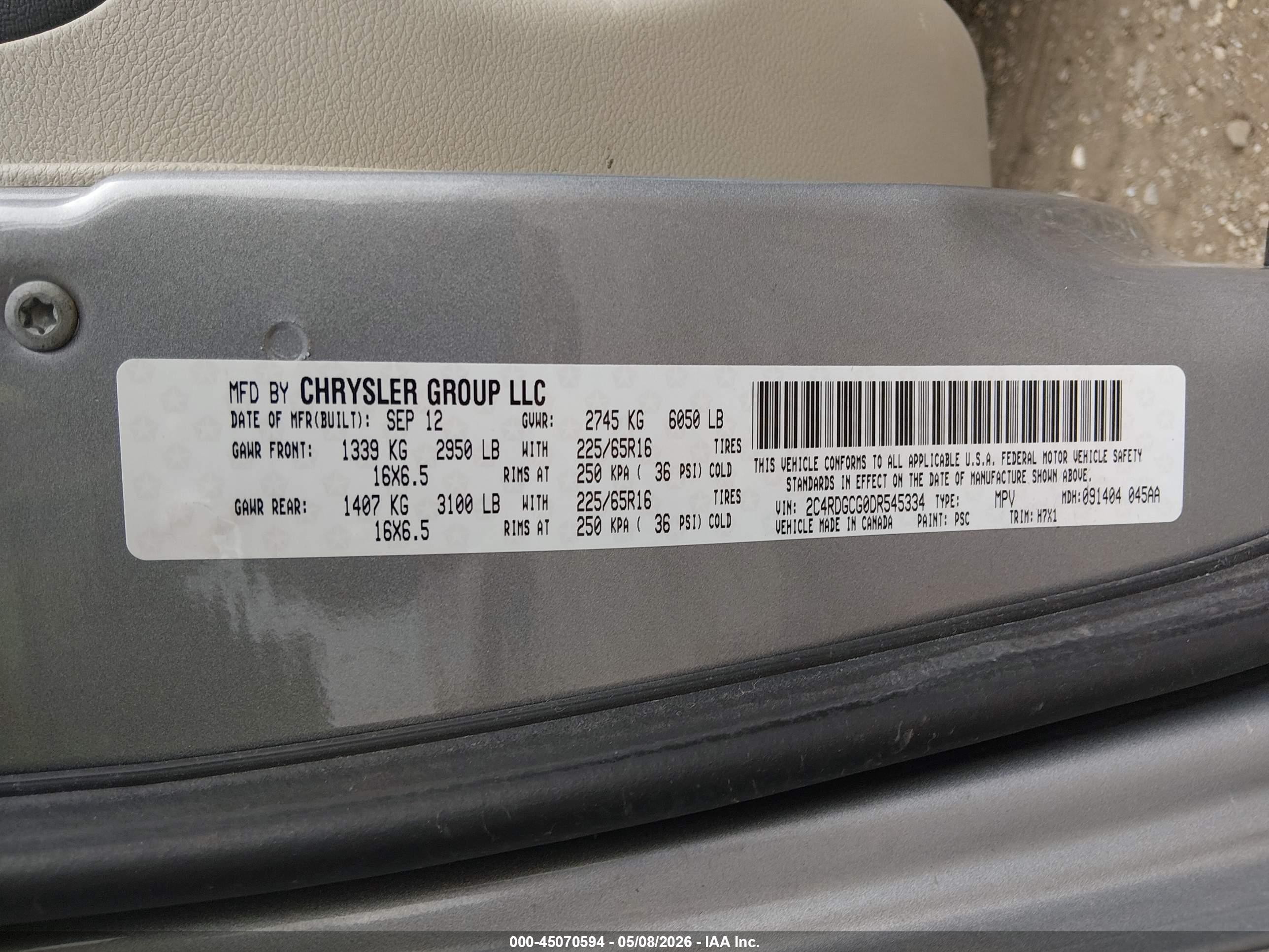 2013 Dodge Grand Caravan Sxt Gray vin: 2C4RDGCG0DR545334